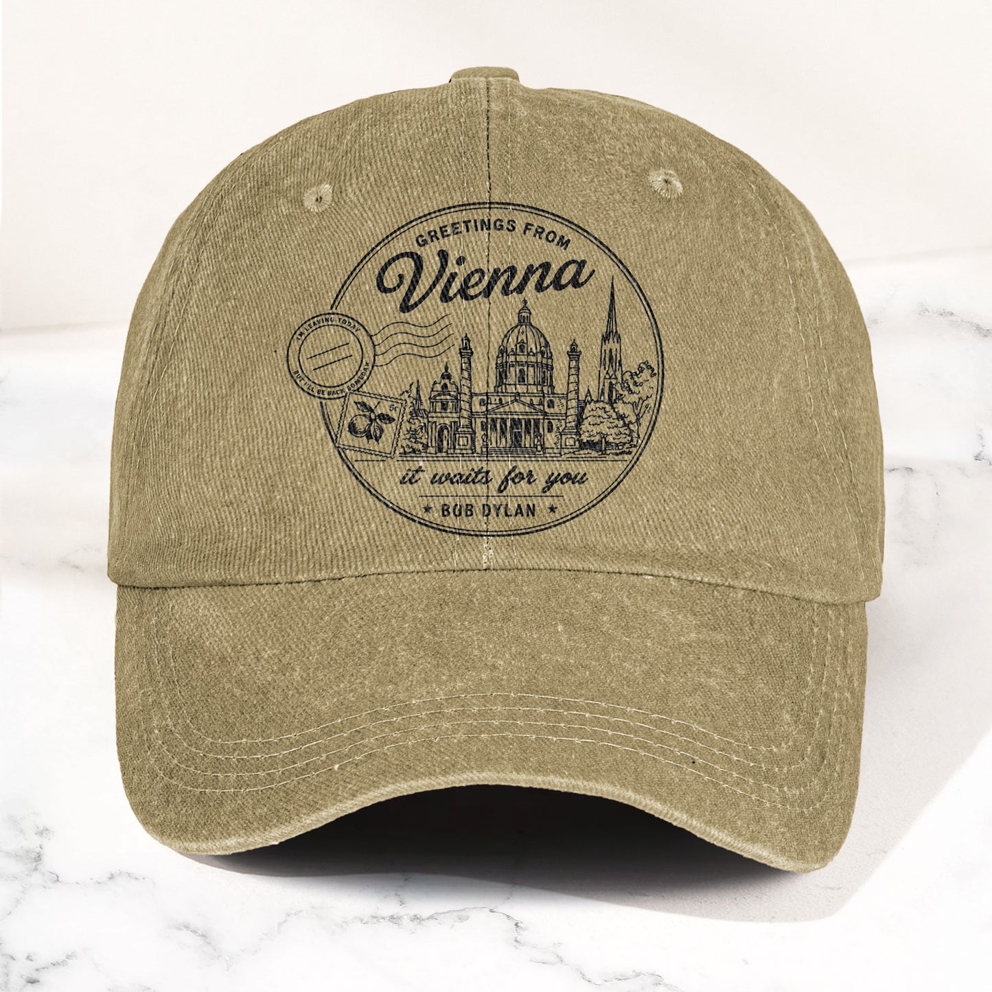 Bob Dylan Vienna It Waits For You Denim Cap – Retro Vintage Dad Cap Gift For Dad (With Box)