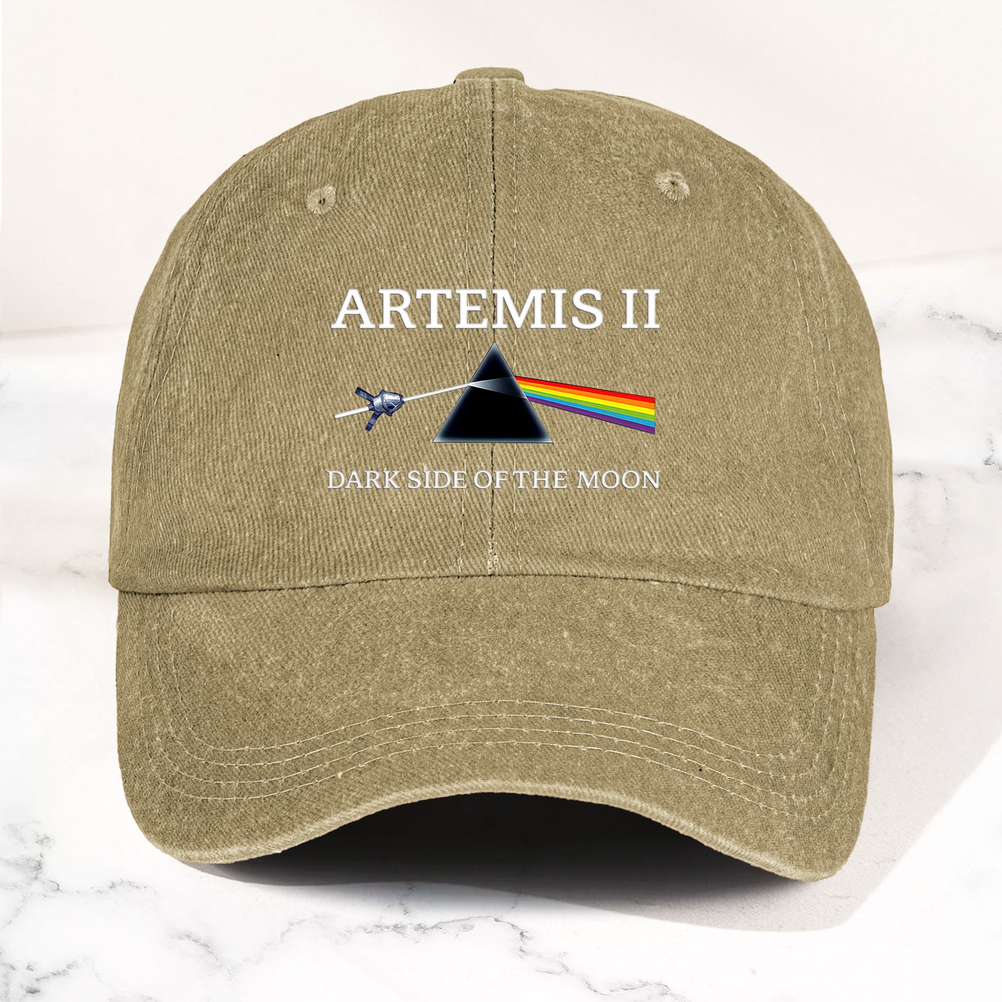 Artemis II Denim Cap – Dark Side of the Moon Inspired Space Dad Hat ( With Box)