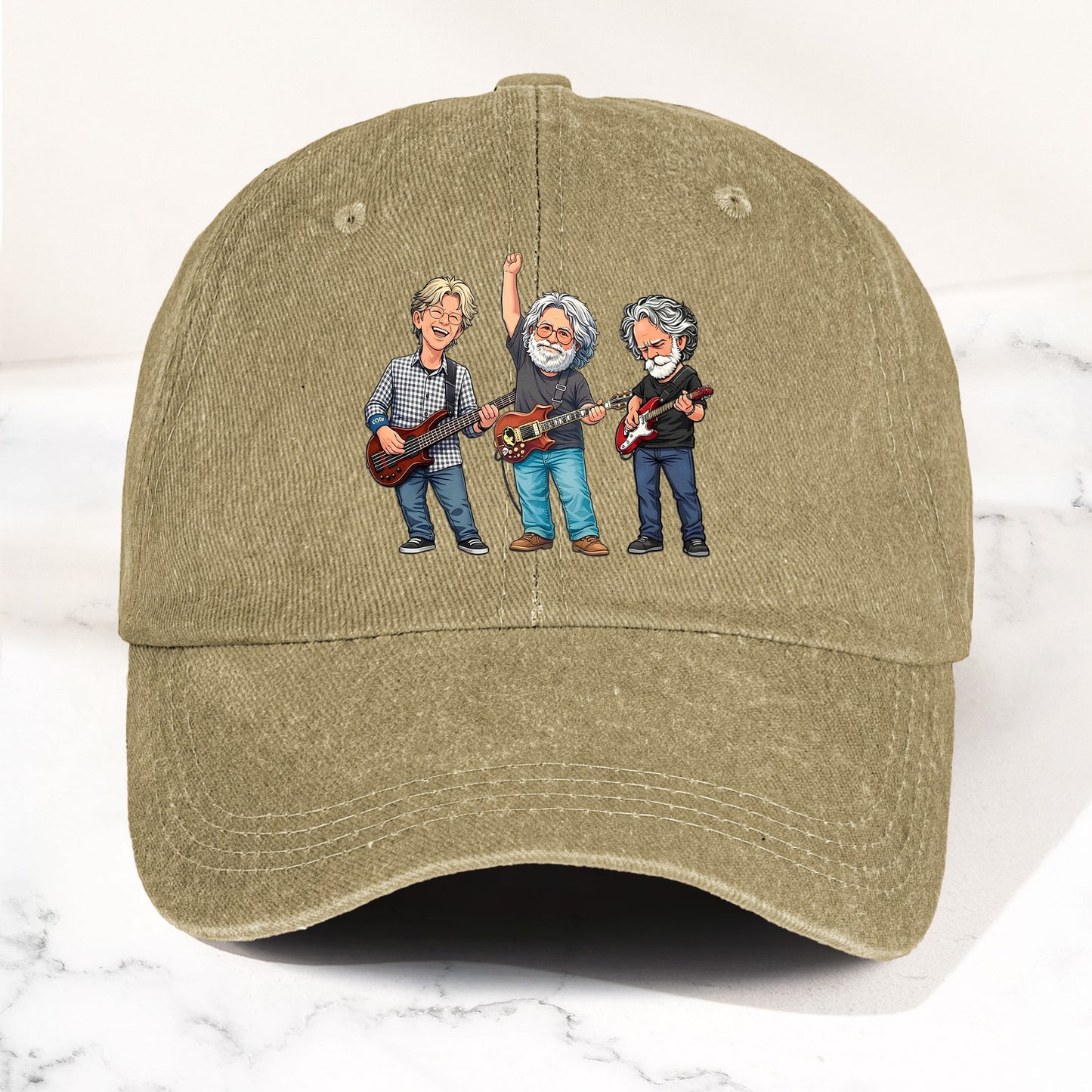 Grateful Dead Denim Dad Cap – Classic Trio Cartoon Band Design (With BOX)