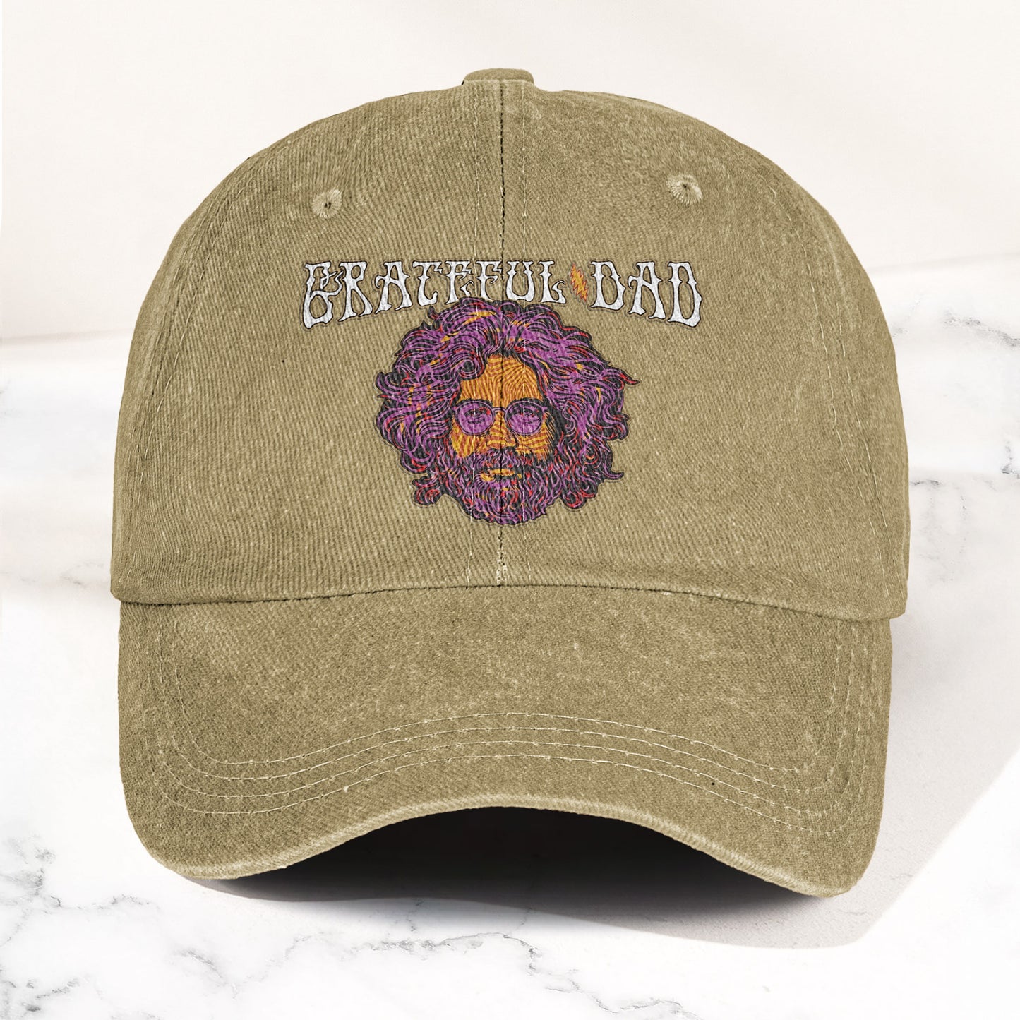 Grateful Dead Jerry Garcia Illustration Denim Cap – Retro Vintage Dad Cap Gift For Dad Father's Day Gift (With Box)