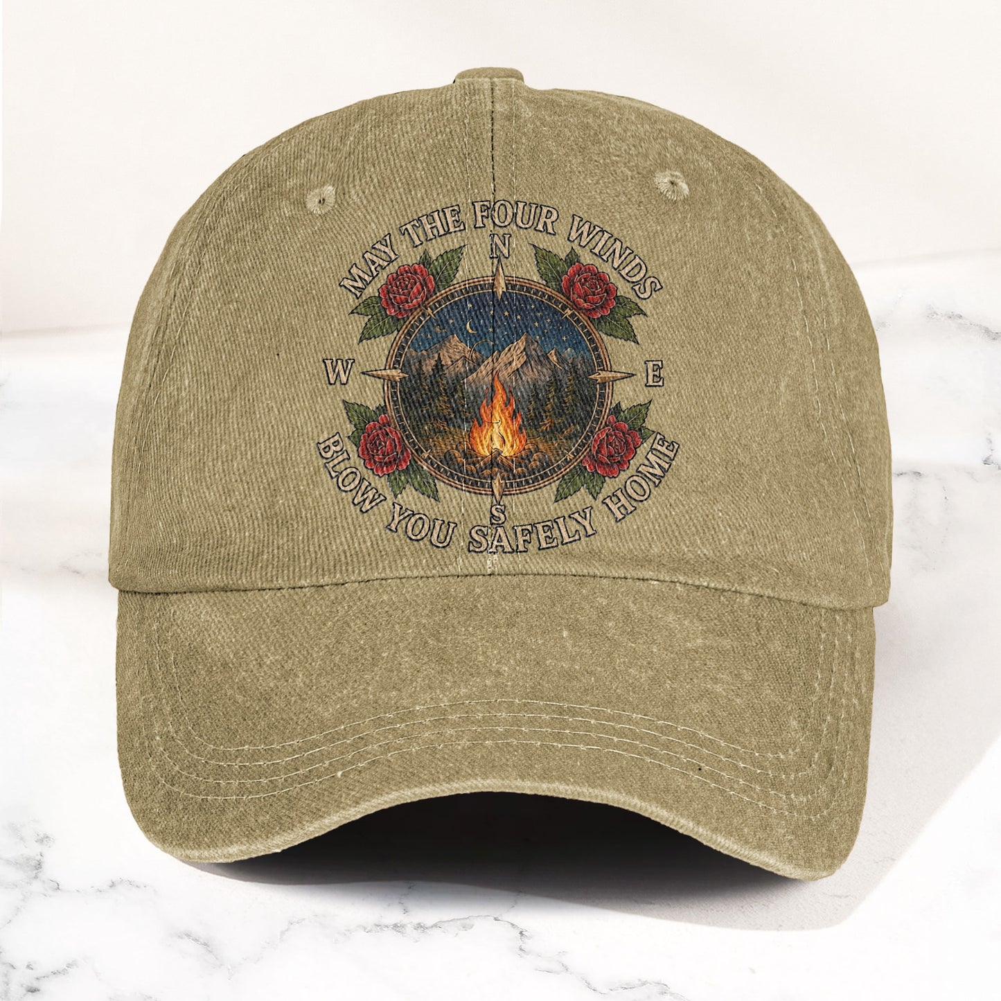 Grateful Dead Franklin's Tower May The Four Winds Blow You Safely Home Campfire Nature Denim Cap – Retro Vintage Dad Cap Gift For Dad (With Box)