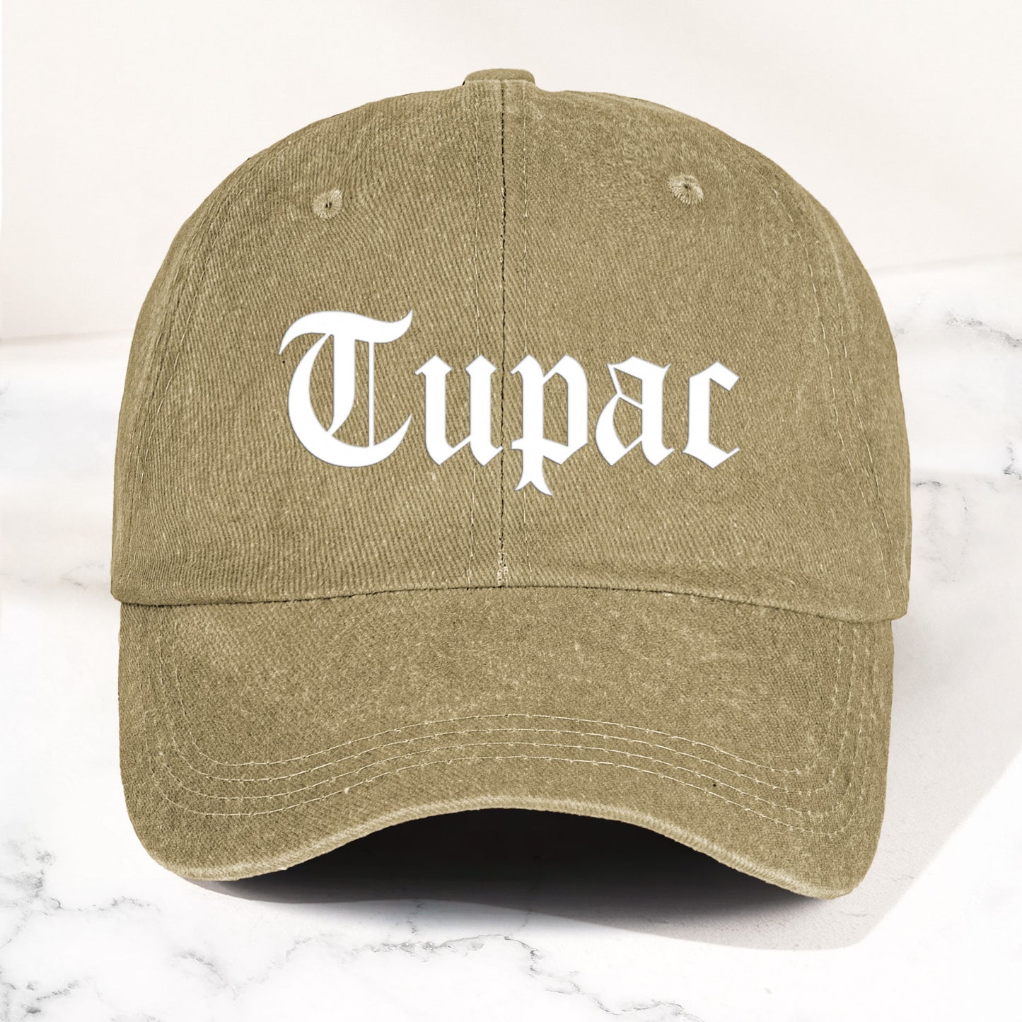 2Pac Denim Dad Cap – Classic Old English Logo Design ( With BOX)