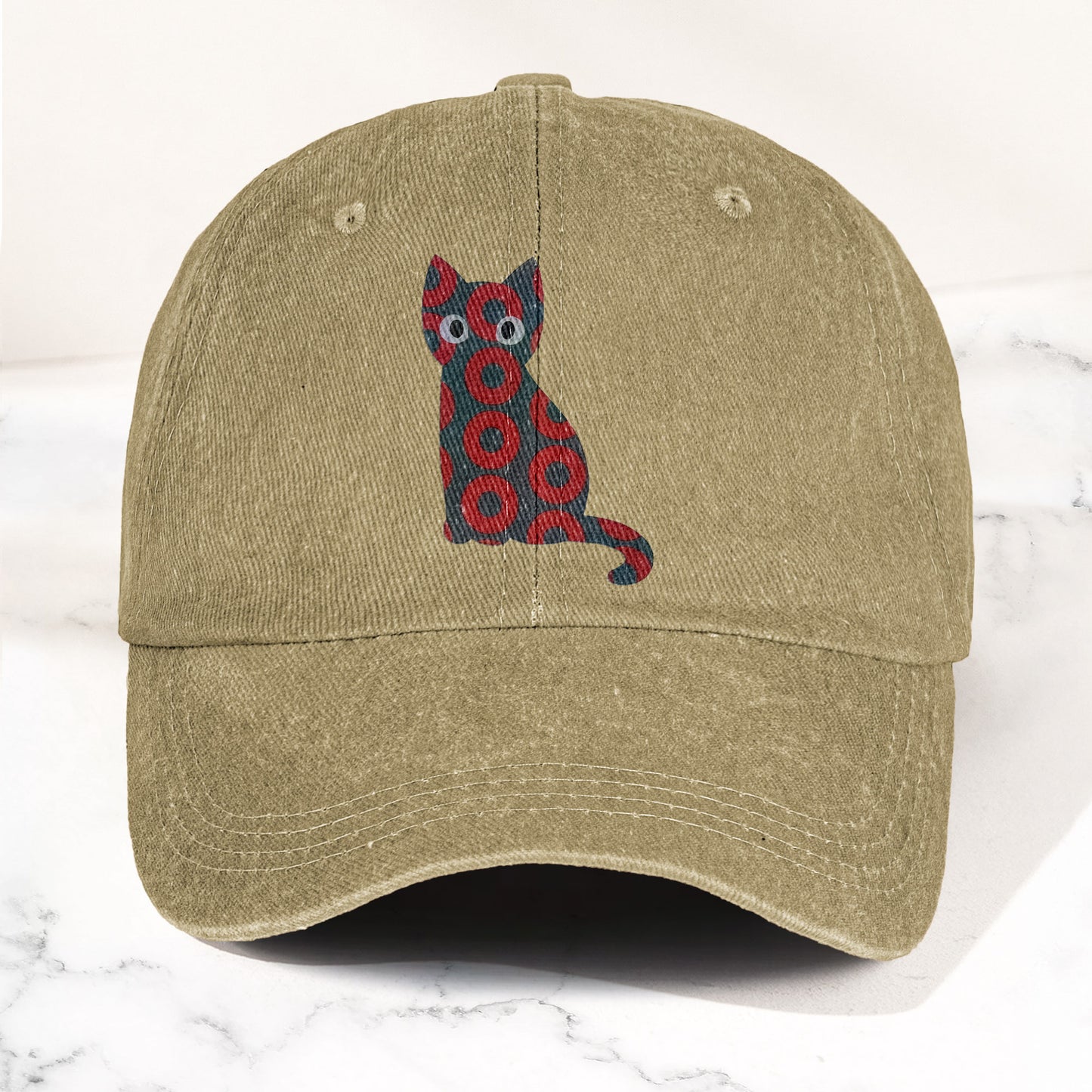 5-PACK Holographic Phish Cat Denim Cap – Retro Music Fan Merch Cap Gift For Dad (With Box)