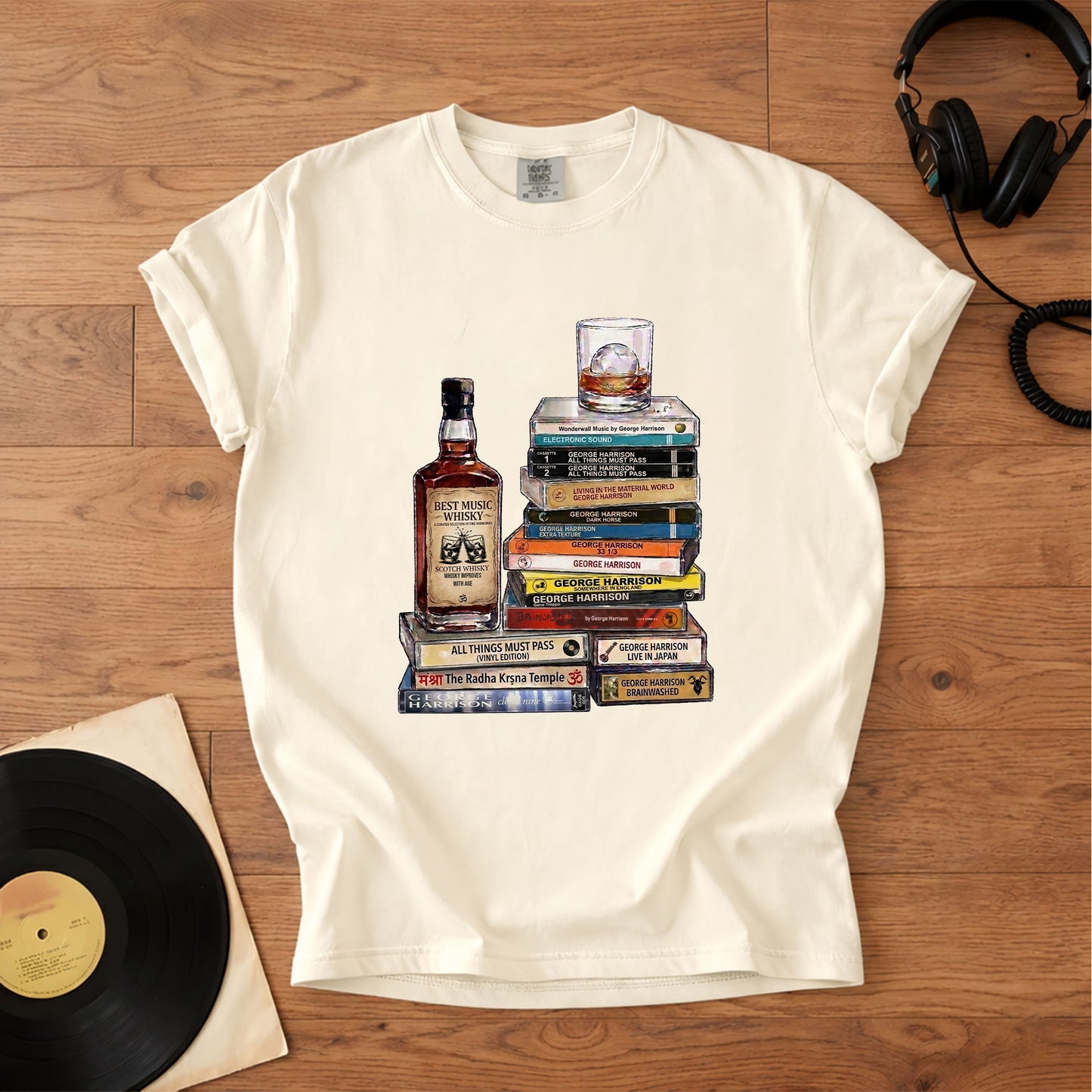 George Harrison Cassette Collection T-Shirt – Retro Music The Beatles Band Merch Tee