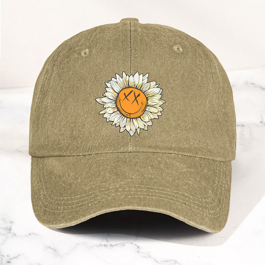 Blink-182 Denim Cap – Sunflower Smiley Aesthetic Dad Hat (With Box)