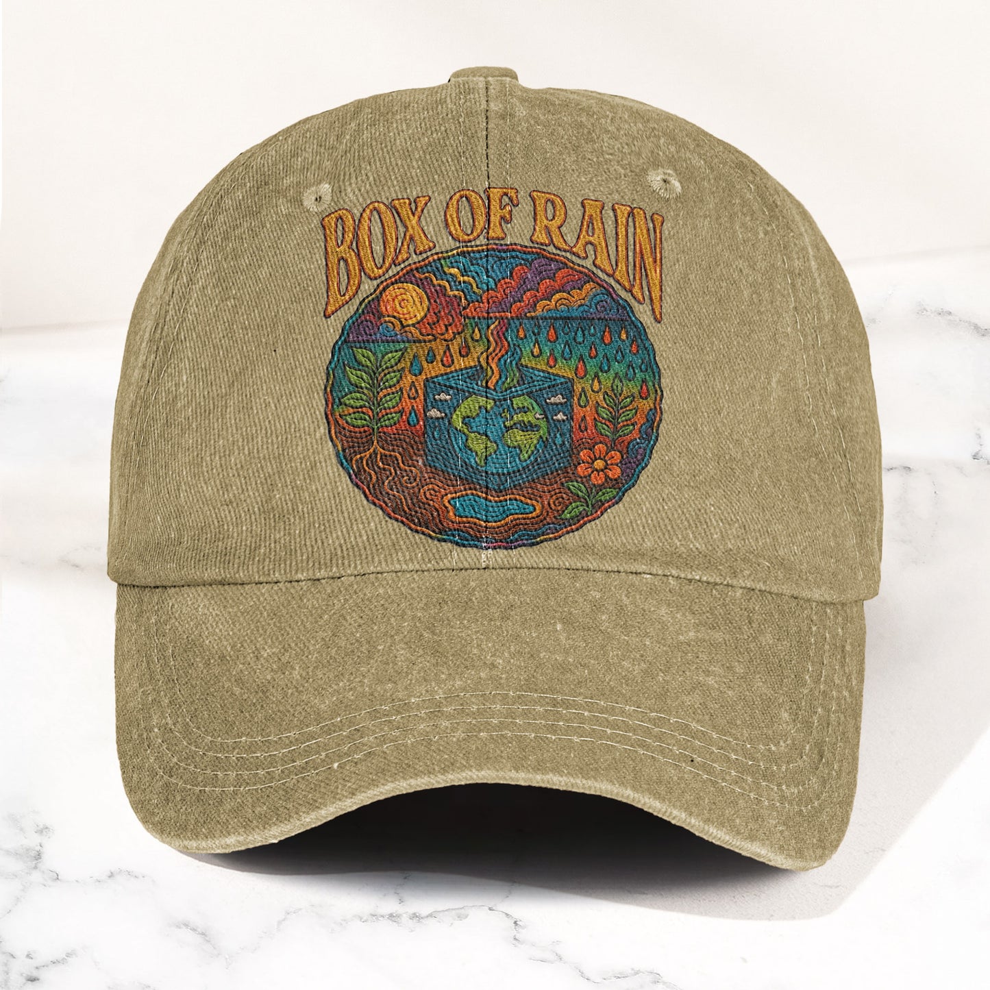 Grateful Dead Box Of Rain Earth Graphic Music Merch Denim Cap – Retro Vintage Dad Cap Gift For Dad (With Box)