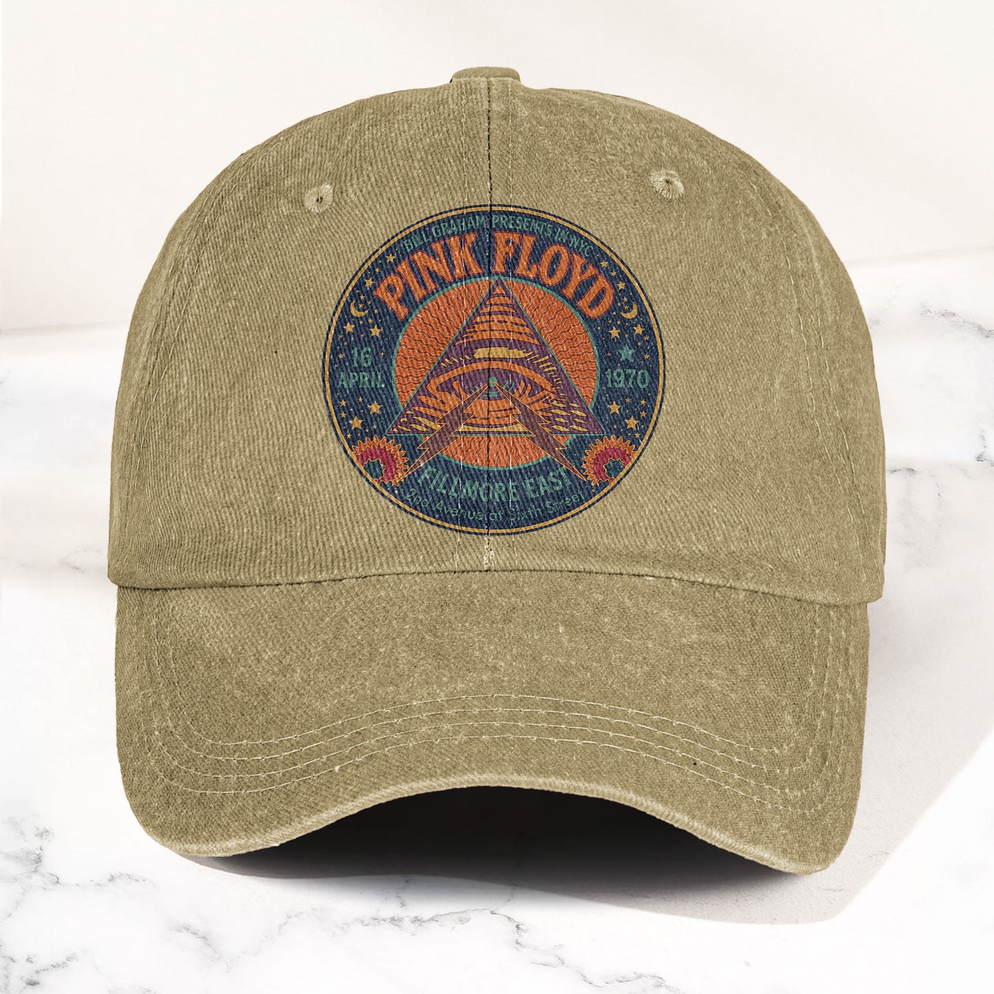 Pink Floyd 1979 Fillmore Poster Graphic Vintage Denim Cap – Retro Dad Cap (With Box)