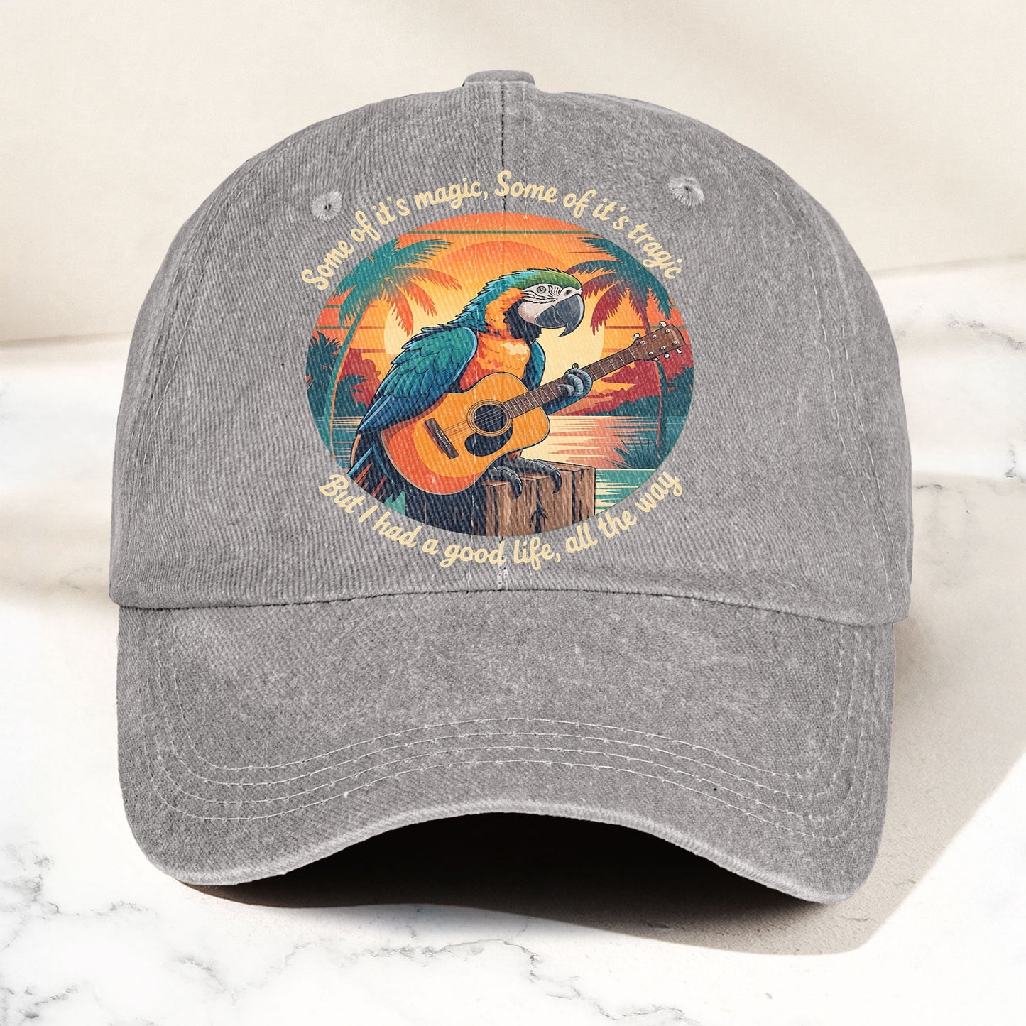 Some of Its Magic, Some of Its Tragic Denim Cap – Retro Jimmy Buffett Inspired Dad Hat (With Box)