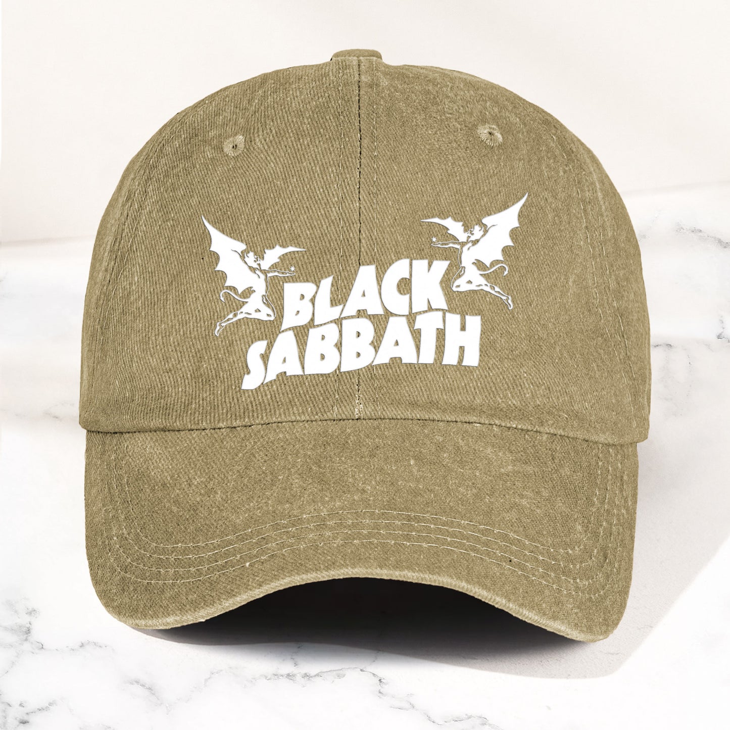 Black Sabbath Denim Dad Cap – Classic Winged Demon Logo Design ( With BOX)
