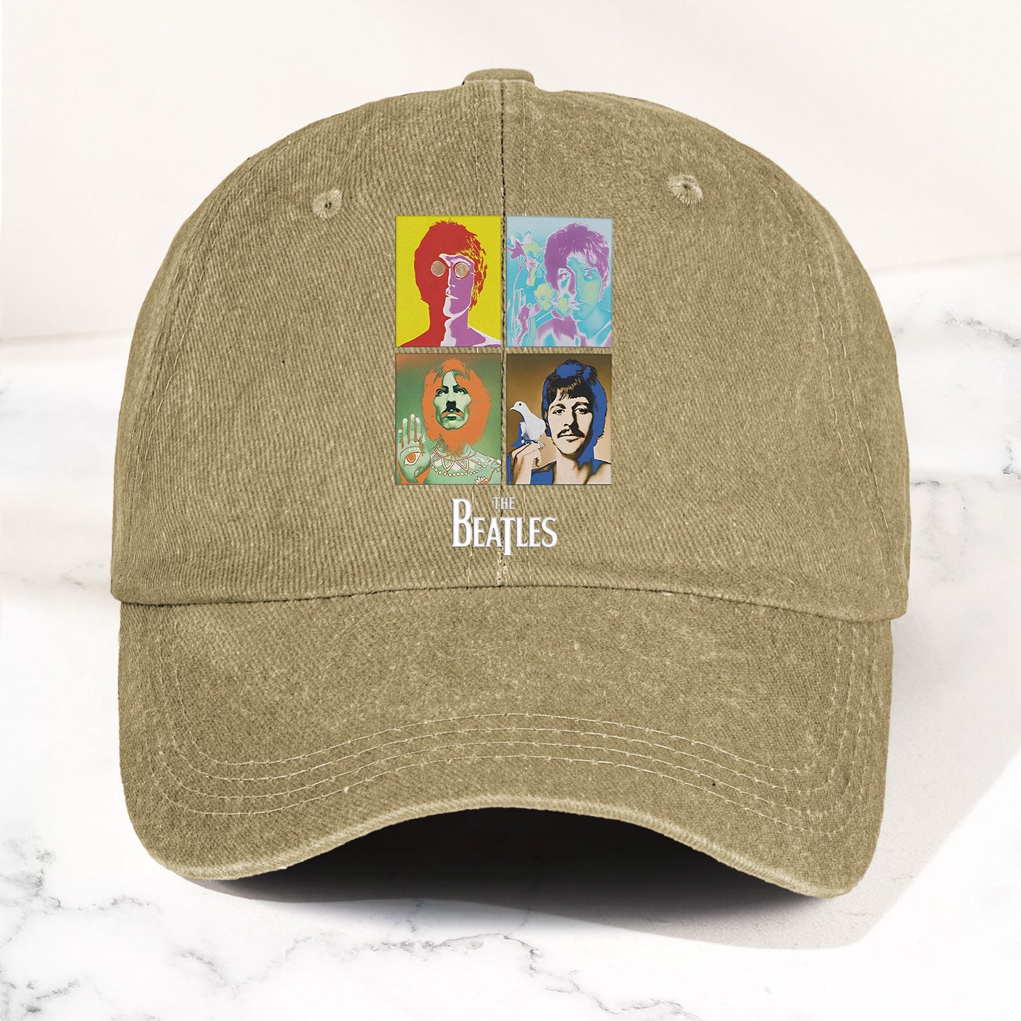 The Beatles Denim Dad Cap – Pop Art Portrait Grid Design (With BOX)