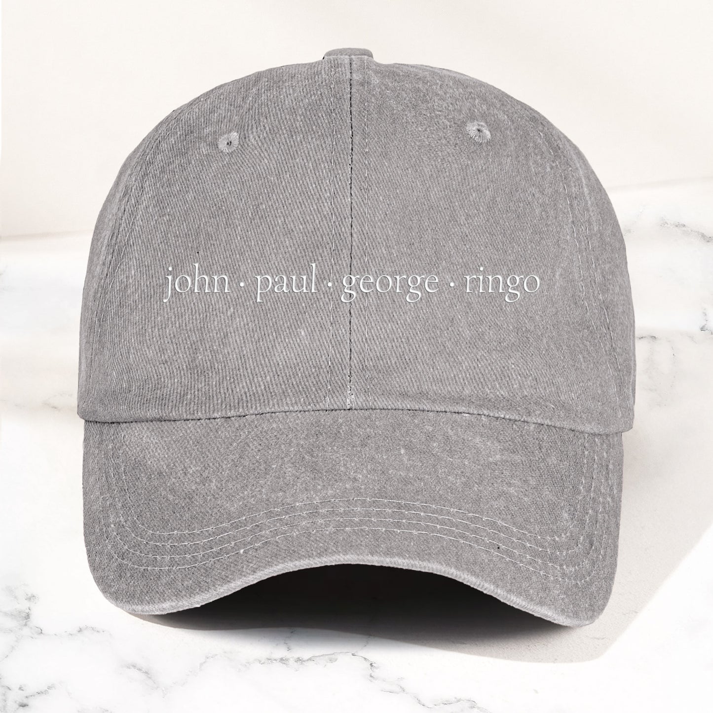 John Paul George Ringo Denim Cap – Minimalist Beatles Dad Hat Gift ( With Box)