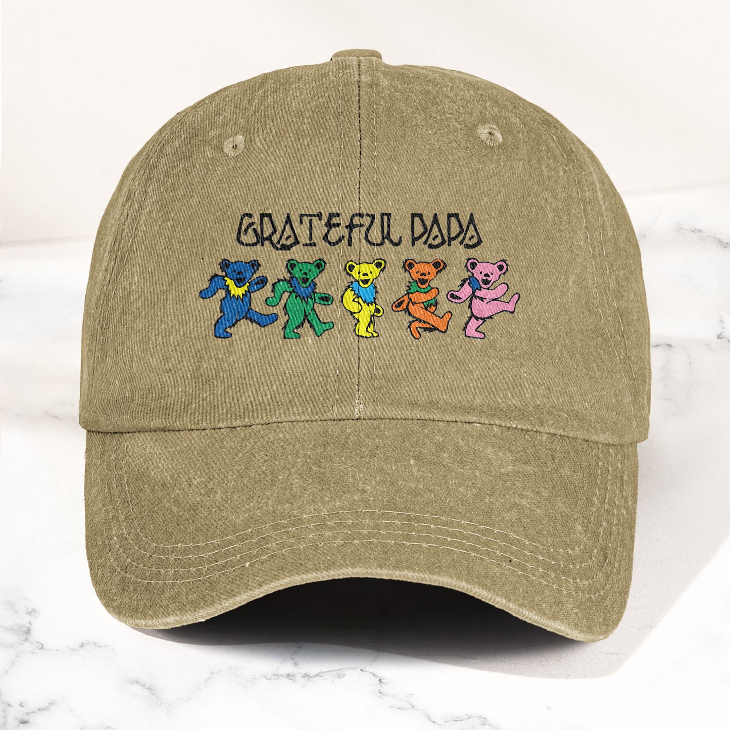 Grateful Papa Dancing Bears Denim Cap – Vintage Music Grateful Dead Merch Gift for Dad (With Box)