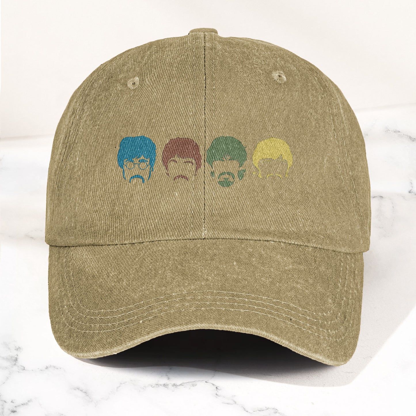 The Fabulous Four Faces Denim Cap – Retro The Beatles Tribute Merch Dad Hat (With Box)