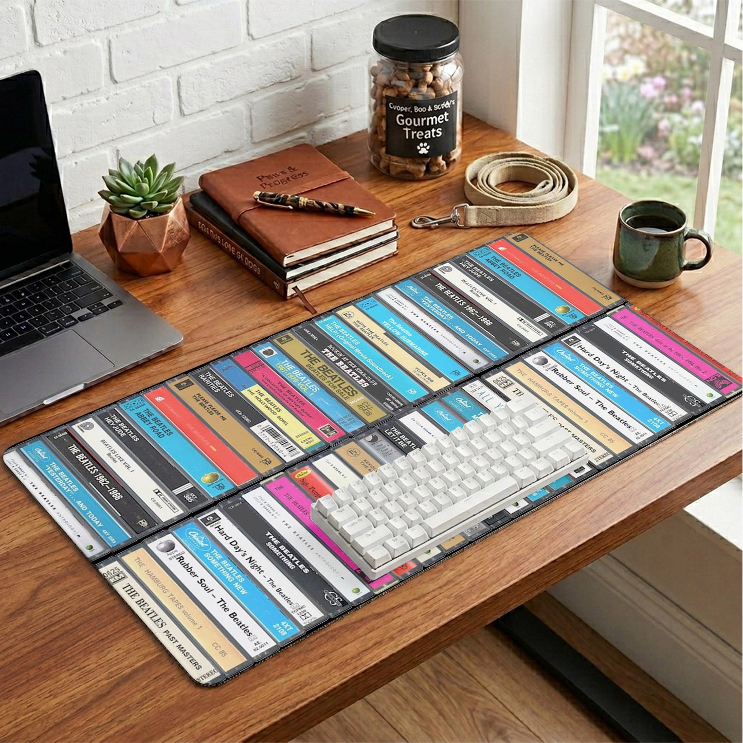 The Beatles Band Vintage Cassette Desk Mat – Non-slip Home Office Gift Keyboard Pad for Rock Music Lovers