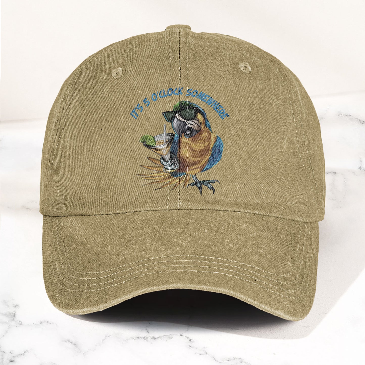 It's 5 O'Clock Somewhere Denim Cap – Retro Jimmy Buffett Tribute Dad Baseball Cap (With Box)