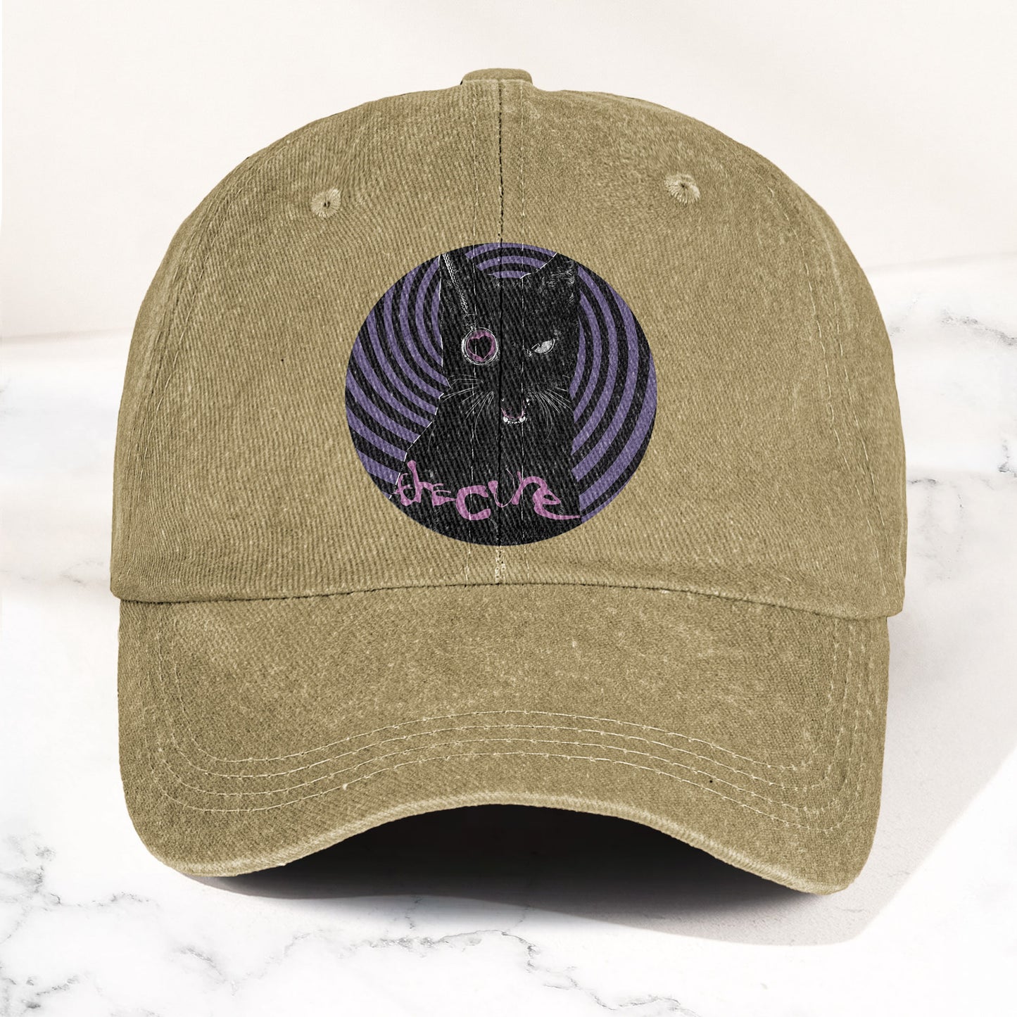 The Cure Black Cat Denim Cap – Retro The Cure Tribute Merch Dad Hat (With Box)