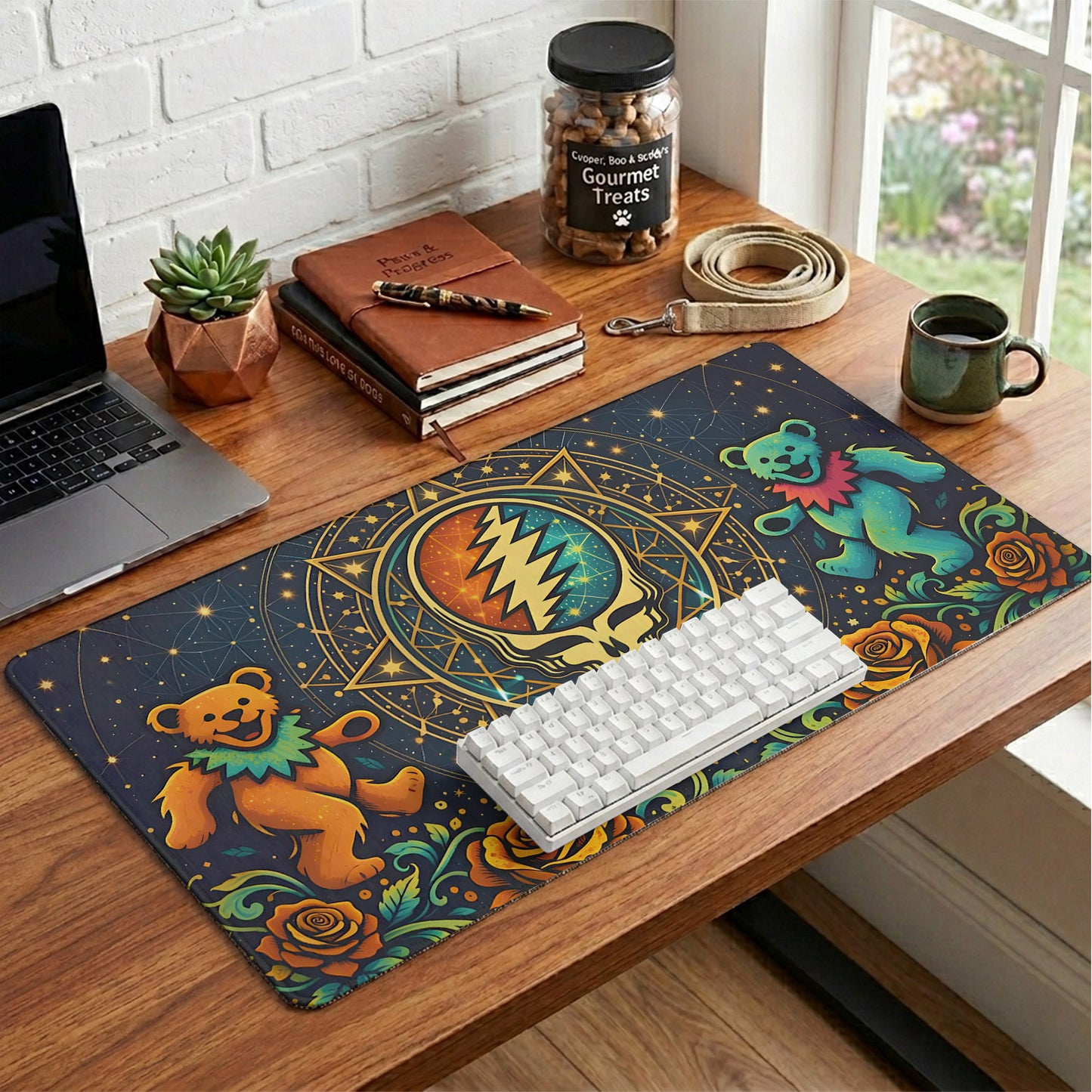 Grateful Dead Steal Your Face with Dancing Bears Desk Mat – Non-slip Keyboard Pad Gift For Music Lovers