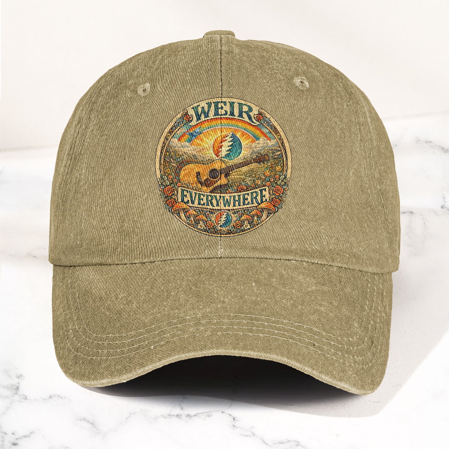 Grateful Dead Bob Weir Everywhere Acoustic Guitar Denim Cap – Retro Vintage Dad Cap Gift For Dad (With Box)