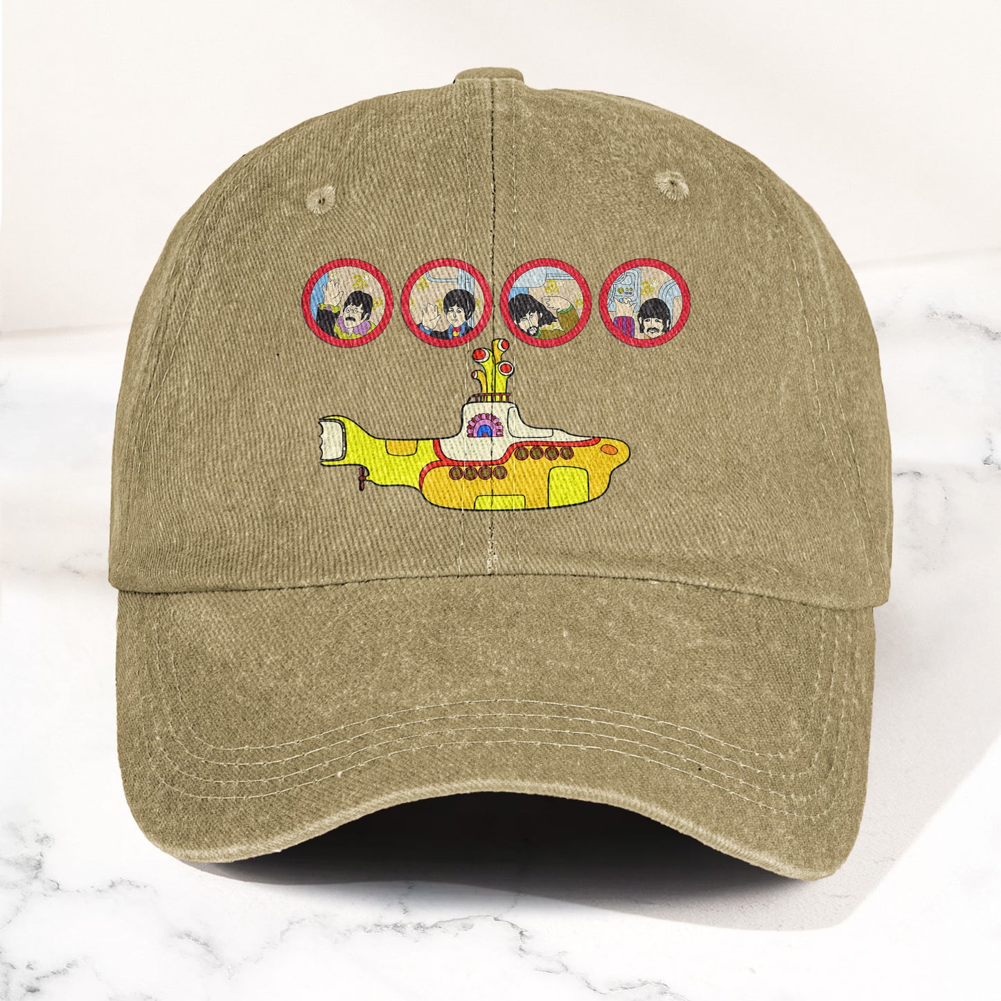 Yellow Submarine from The Beatles 1968 Cartoon Film Denim Cap – Retro Music Fan Concert Cap Gift For Dad (With Box)
