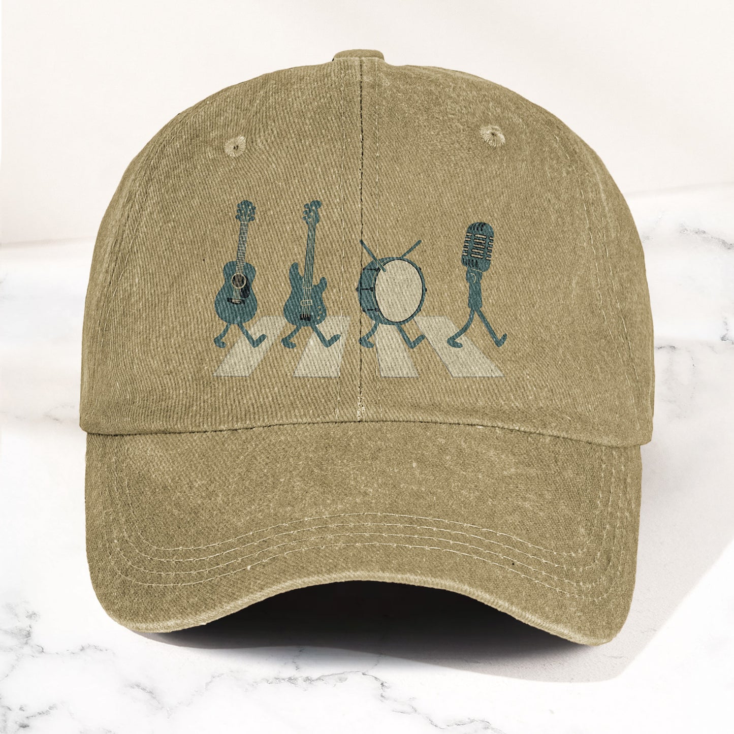 The Beatles Music Instruments Abbey Road Style Parody Vintage Denim Cap – Retro Music Band Cap Gift For Dad (With Box)
