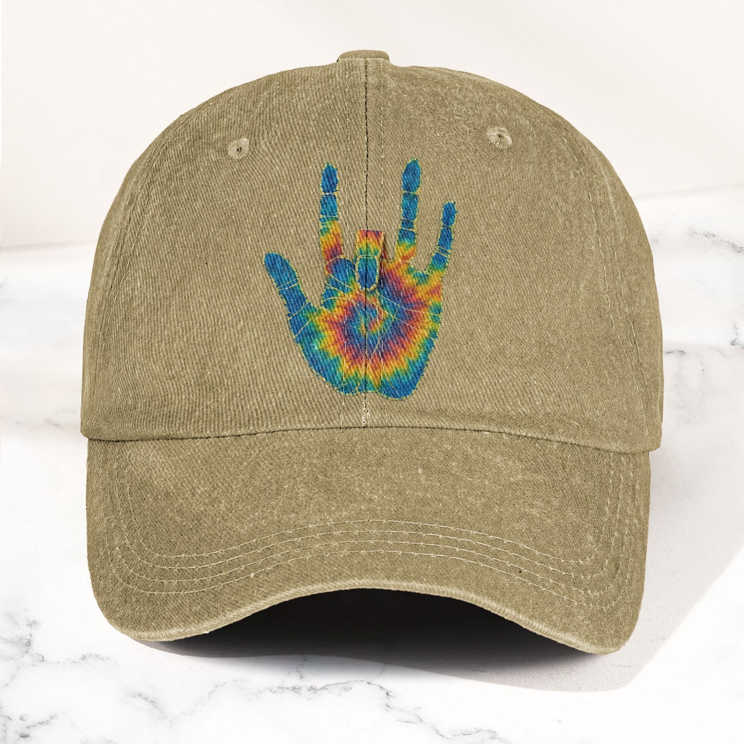 Jerry Garcia Handprint Tie Dye Denim Cap – Vintage Music Grateful Dead Merch Gift for Dad (With Box)