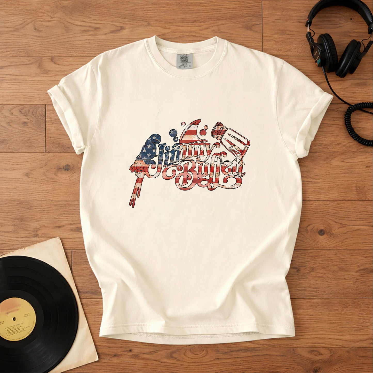 Jimmy Buffett Patriotic American Flag Graphic 4th of July T-Shirt – Retro Rock Metal Music Fan Merch Tee