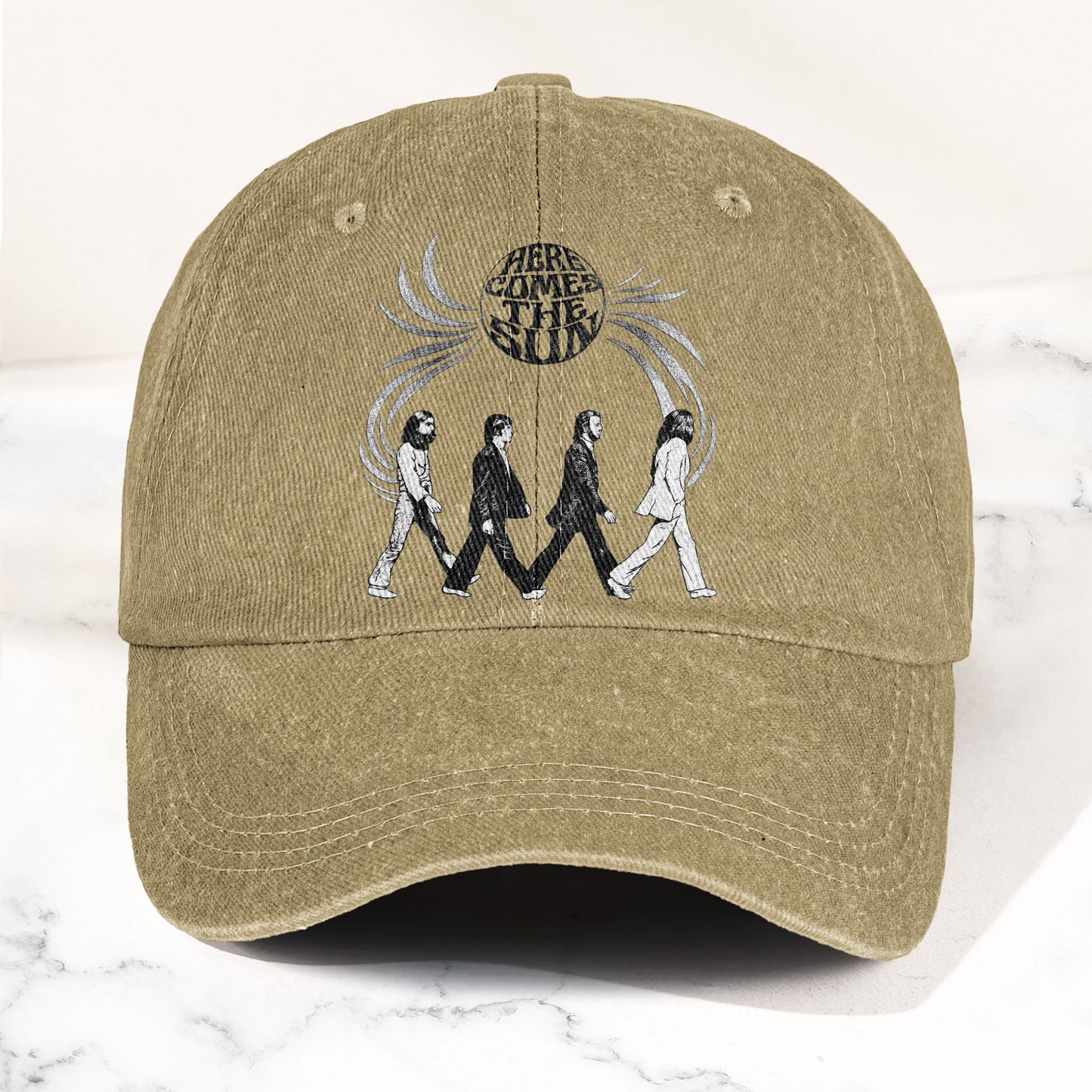 The Beatles Here Comes the Sun Denim Cap – Retro Rock Music Fan Cap Gift For Dad (With Box)