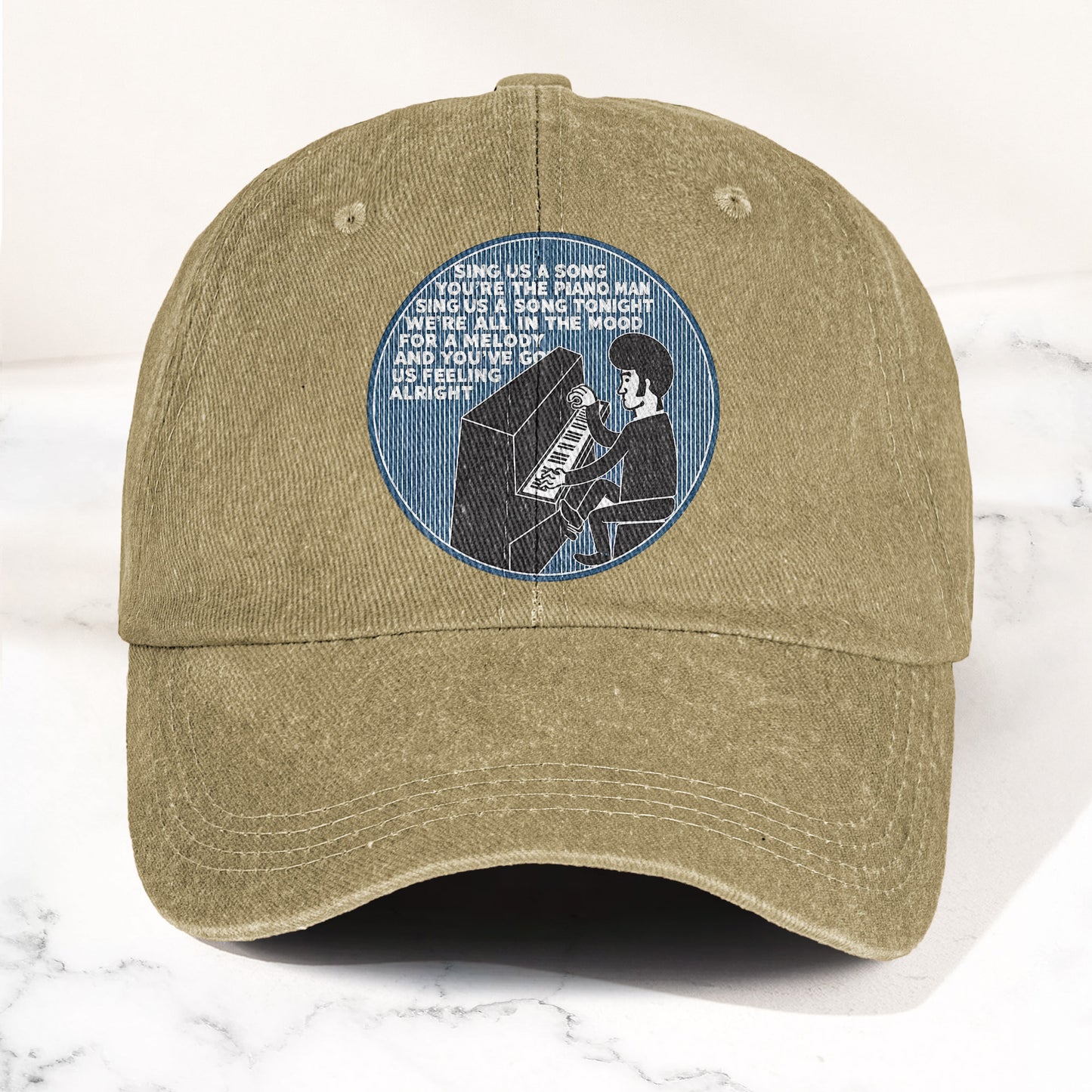 Billy Joel Piano Man Sing Us A Song Lyrics Vintage Graphic Denim Cap – Retro Vintage Dad Cap Gift For Dad (With Box)