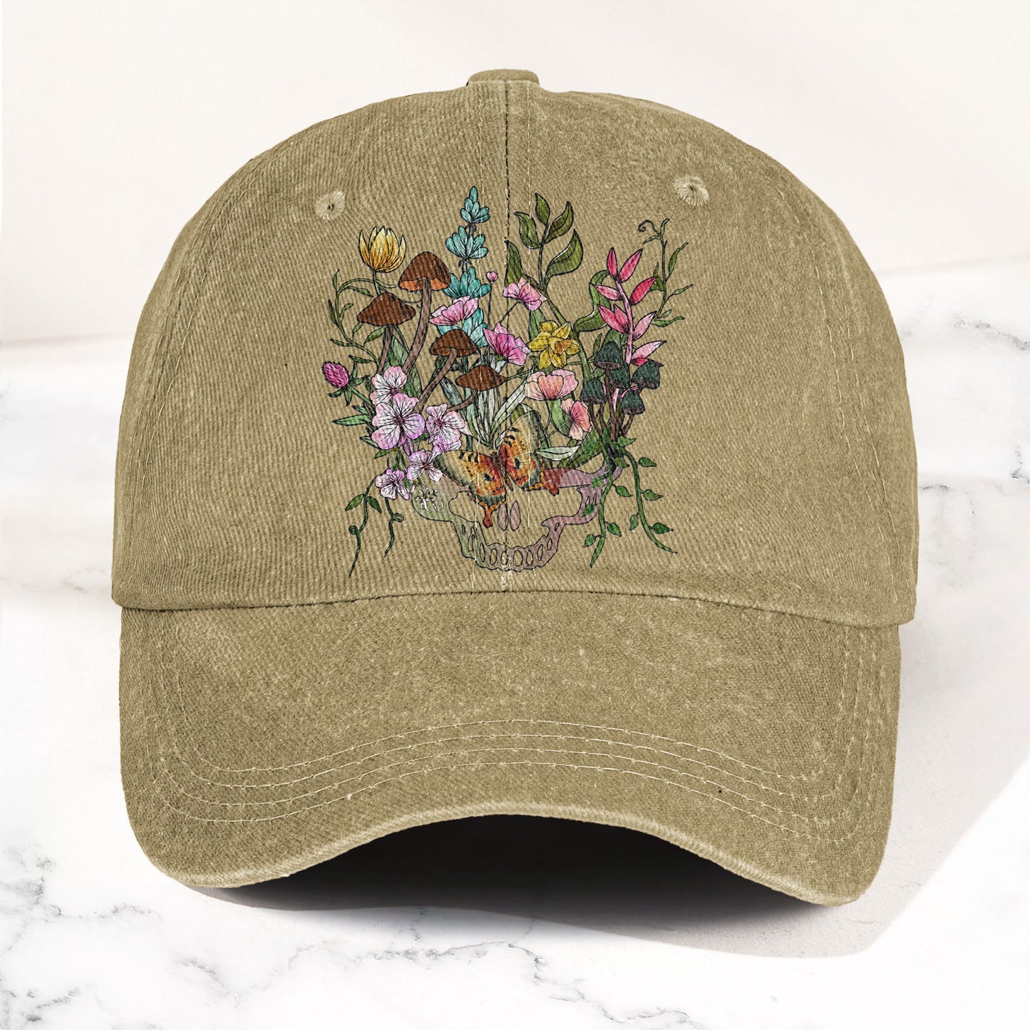 Grateful Dead Botanical Stealie Skull And Flower Denim Cap – Retro Vintage Dad Cap Gift For Dad (With Box)