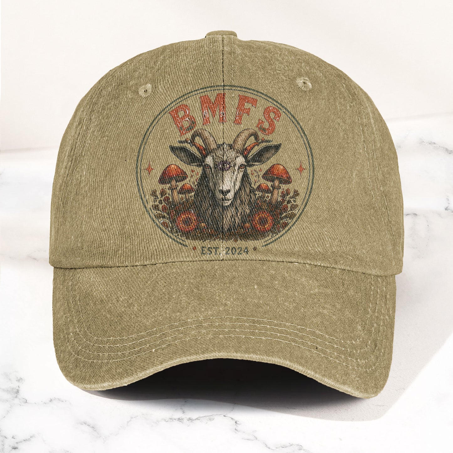 Billy Strings BMFS Goat Three Eyed Goat Mushroom Vintage Graphic Denim Cap – Retro Vintage Dad Cap Gift For Dad (With Box)