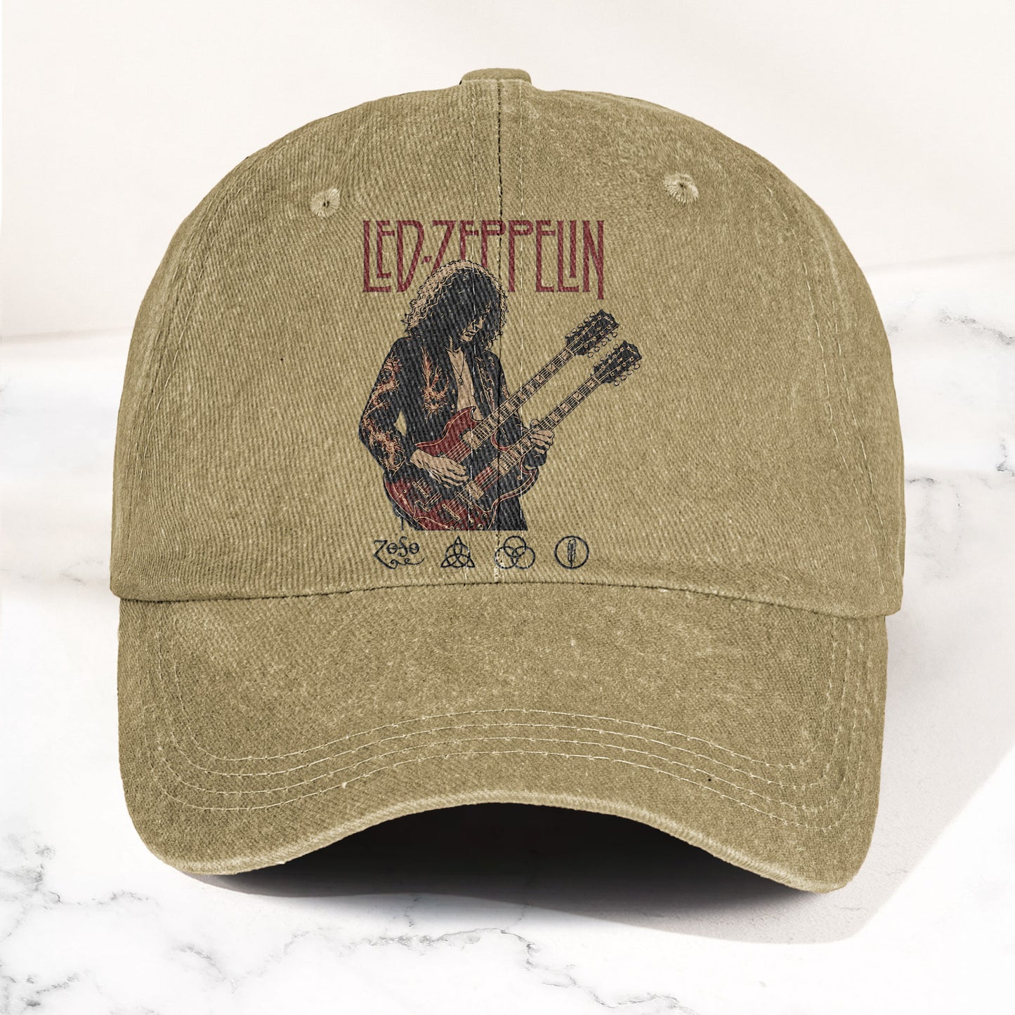 Led Zeppelin Jimmy Page Zoso Logo Denim Cap – Retro Vintage Dad Cap Gift For Dad (With Box)