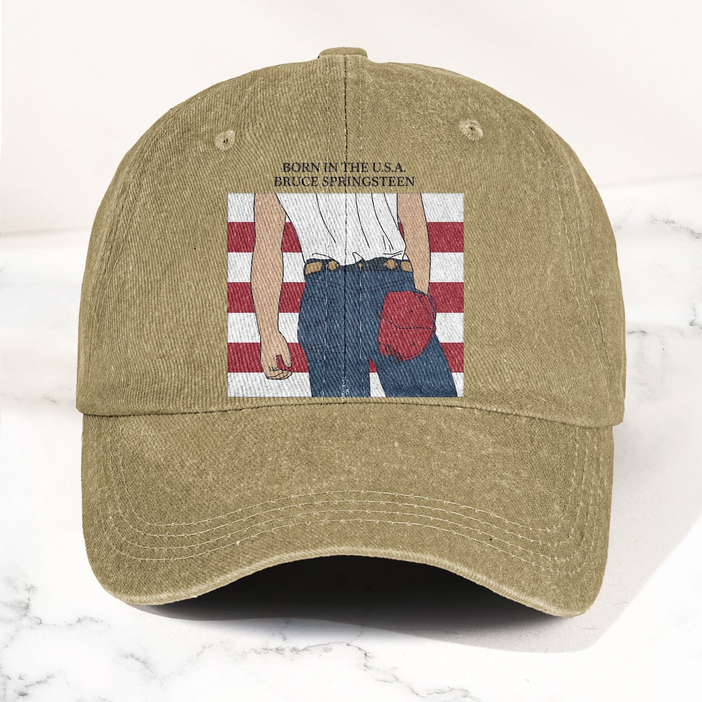Born in the U.S.A  Bruce Springsteen Denim Cap – Retro Music Fan Merch Cap Gift For Dad (With Box)