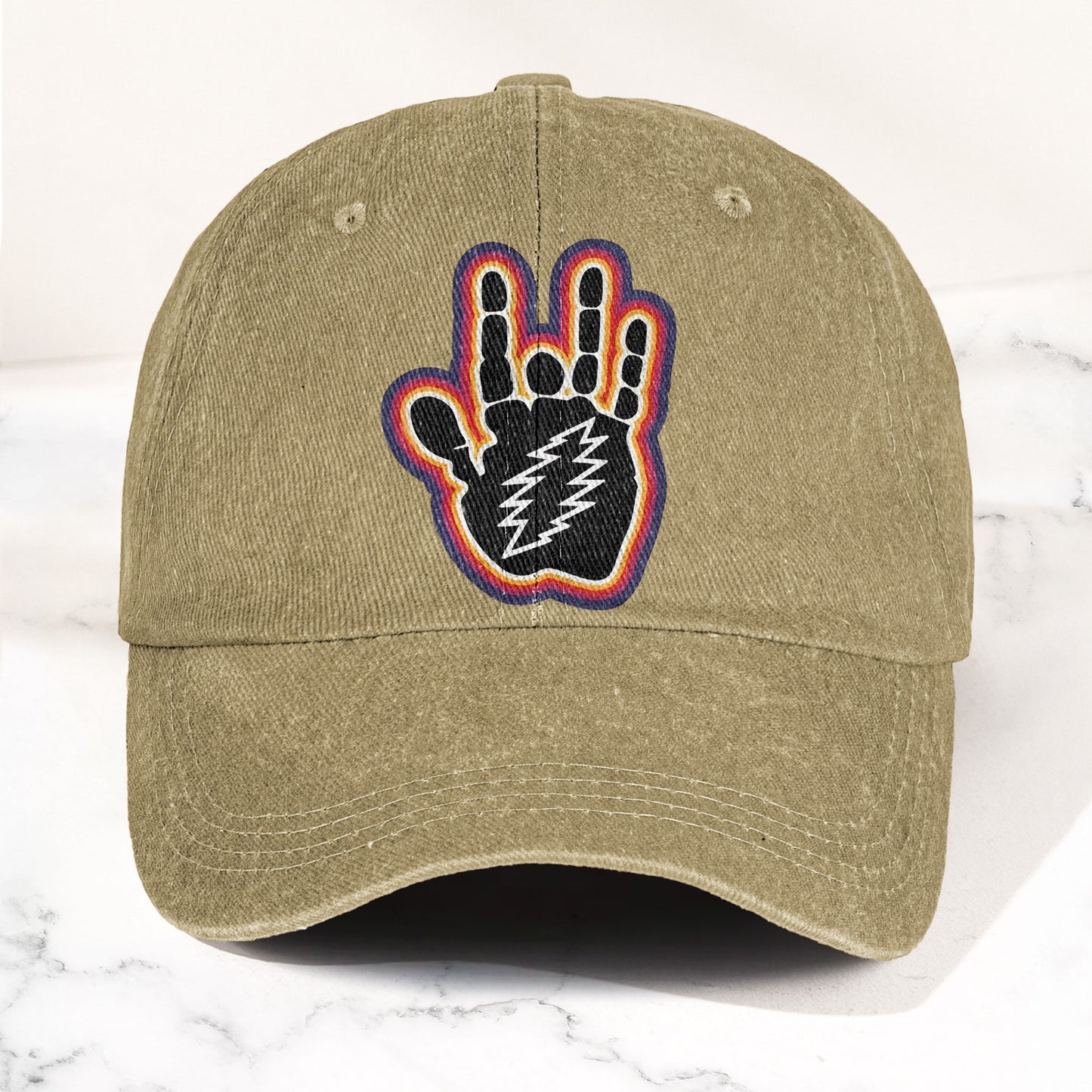 Grateful Dead Jerry Garcia Hand With Lightning Bolt Denim Cap – Retro Vintage Dad Cap Gift For Dad (With Box)