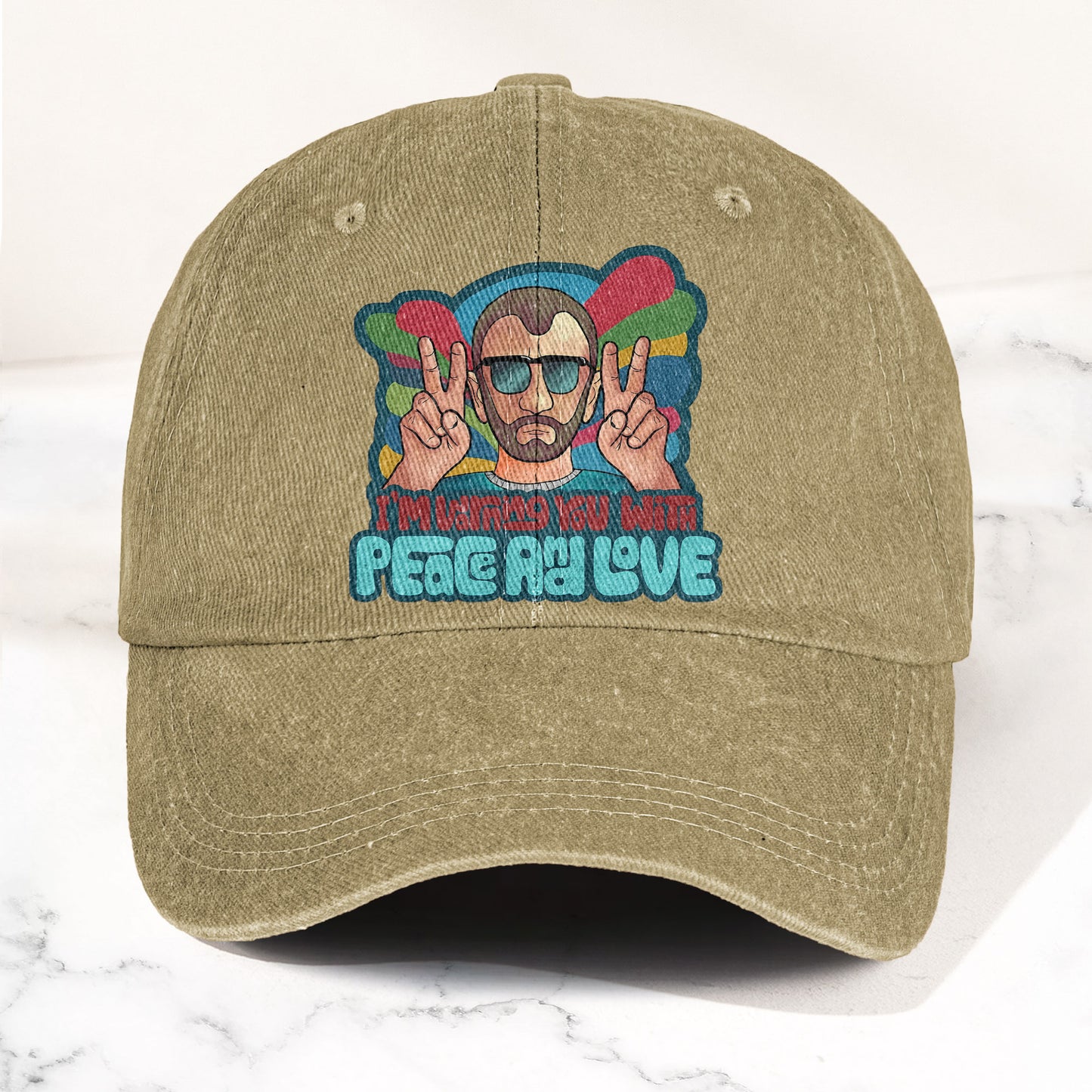 Beatles Ringo Starr Warning You With Peace and Love Denim Cap – Retro Rock Music Fan Cap (With Box)