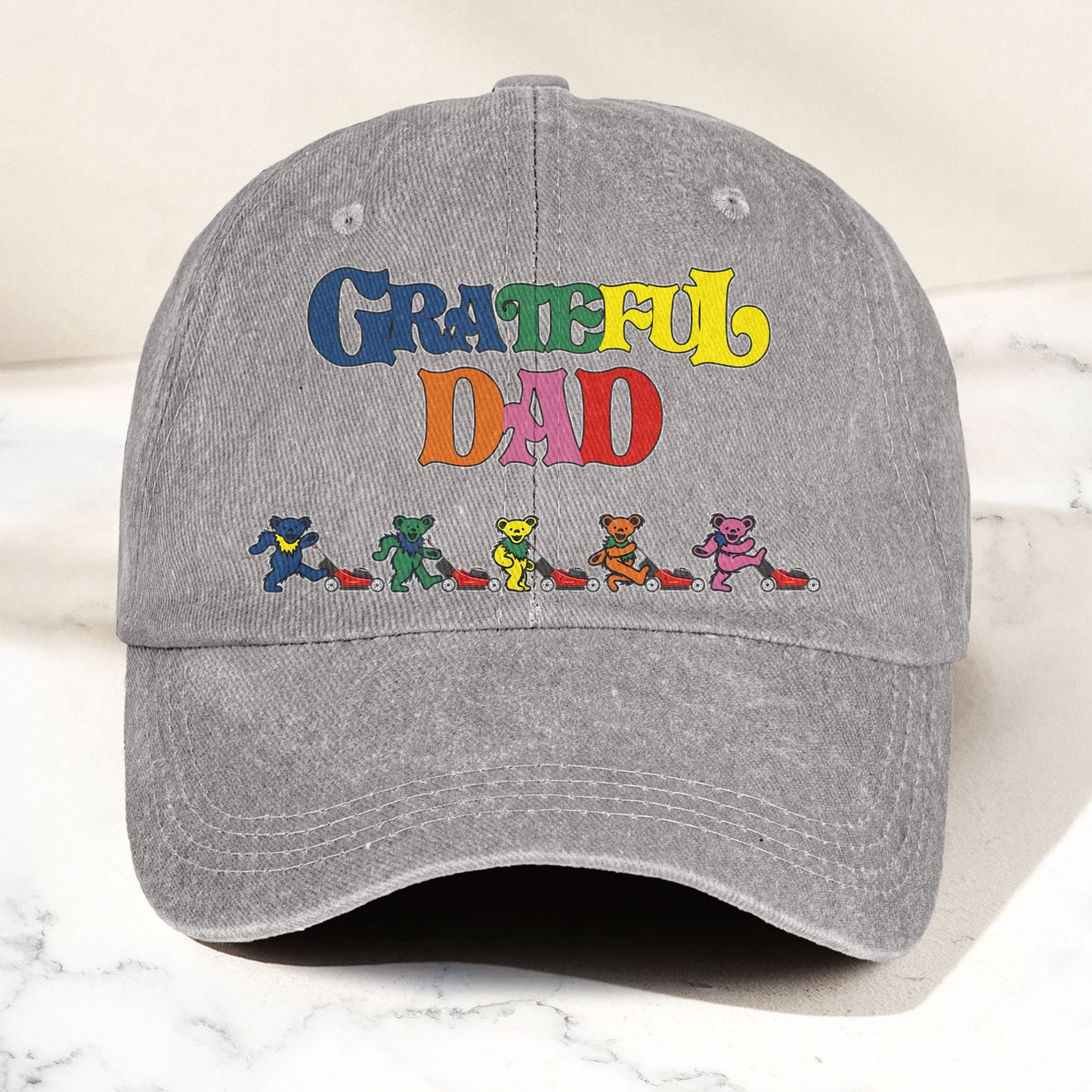 Grateful Dead Denim Cap – “Grateful Dad” Dancing Bears Dad Hat