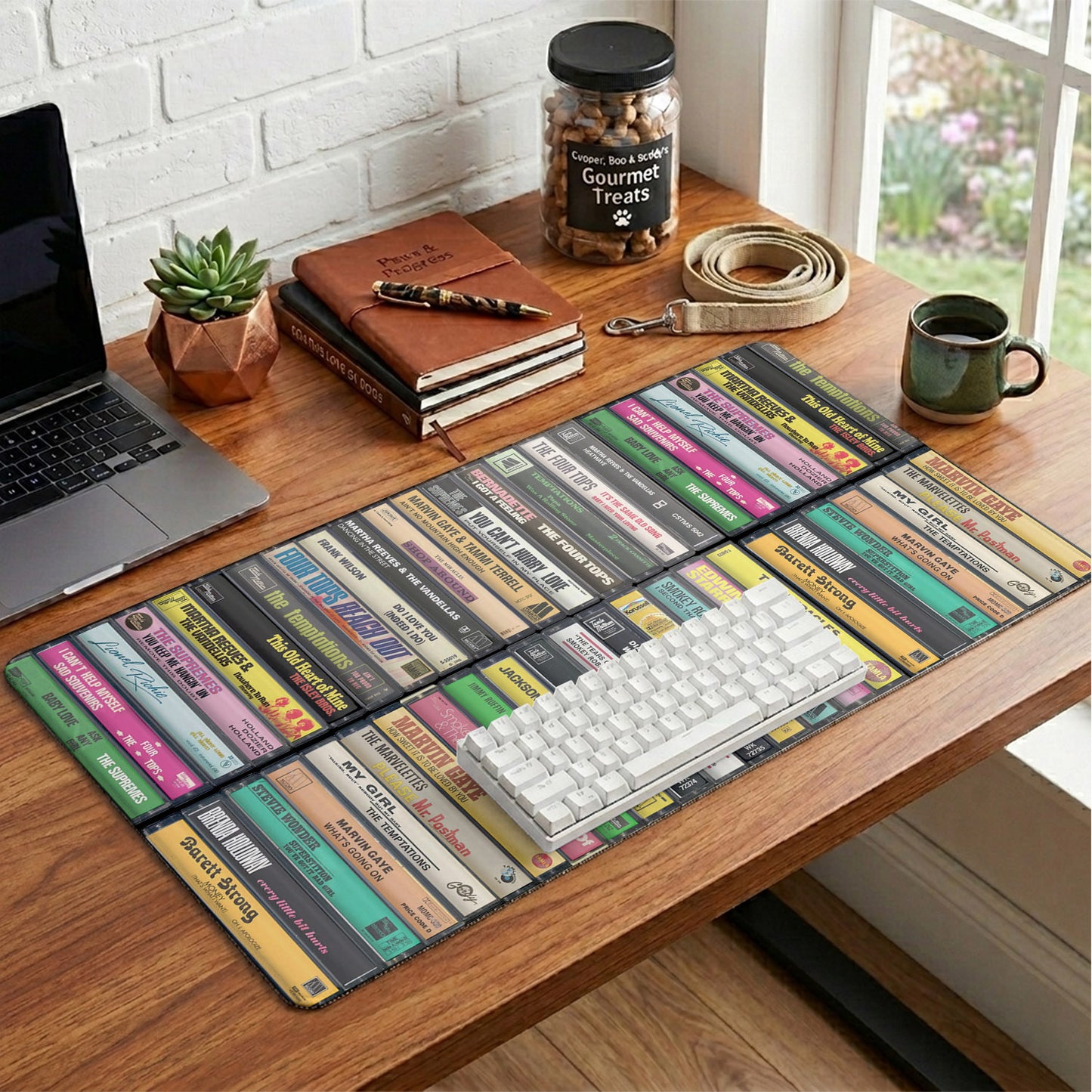 Motown Cassette Tape Art Print 1960s Music Desk Mat – Non-slip Home Office Gift Keyboard Pad Birthday Gift For Music Lovers