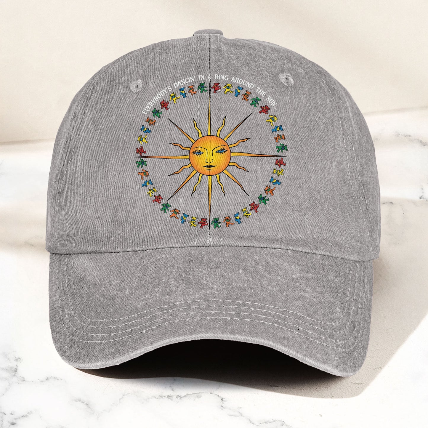 Grateful Dead Denim Cap – Sun & Dancing Bears “Ring Around the Sun” Dad Hat (With Box)