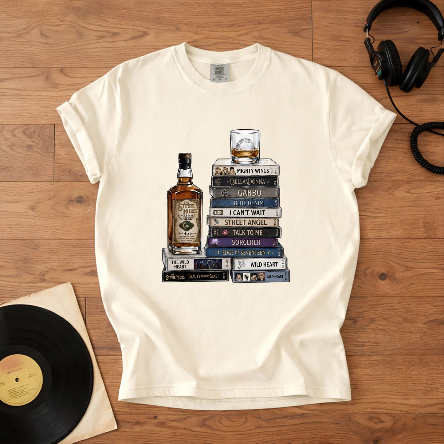 Stevie Nicks Cassette Album Collection Vintage T-Shirt – Retro Rock Music Stevie Nicks Merch Tee