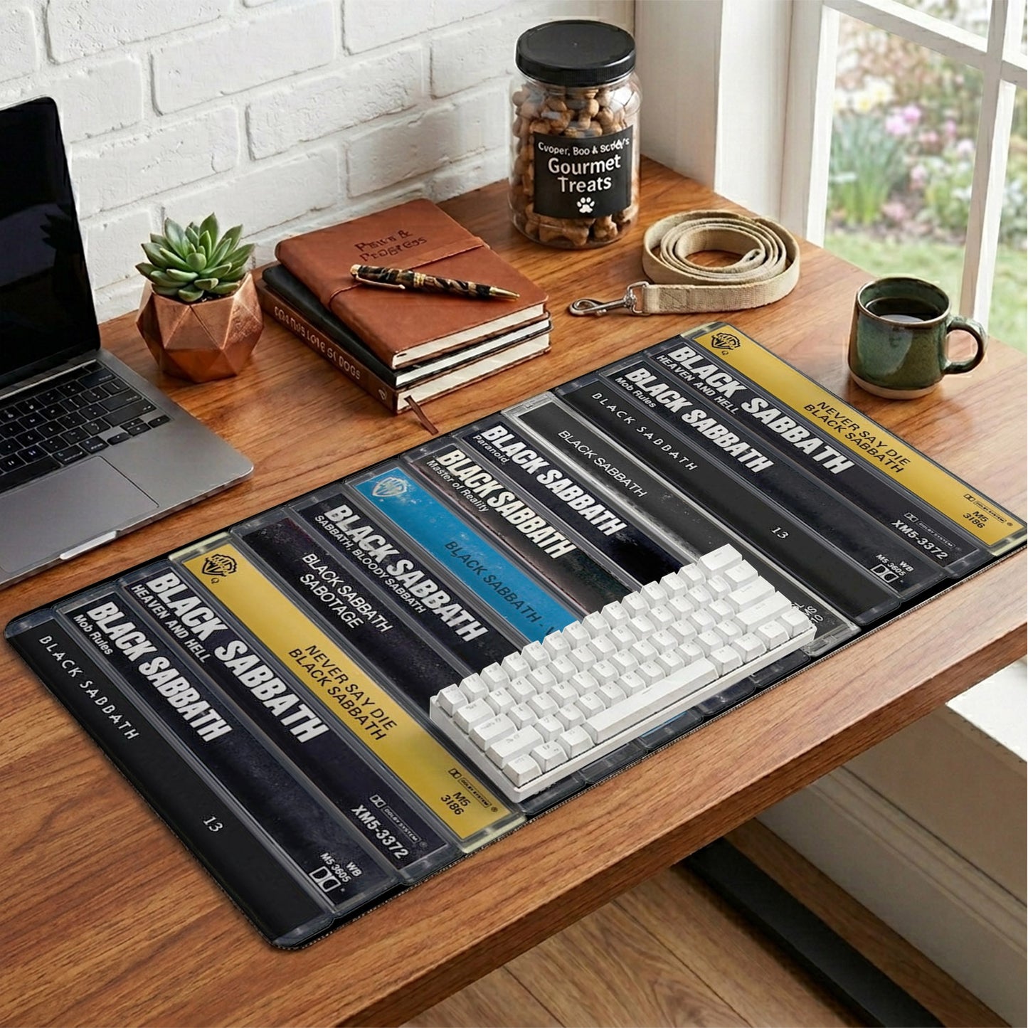 Black Sabbath Cassette Album Collage Print Desk Mat – Non-slip Office Gift Keyboard Pad Birthday Gift For Music Lovers