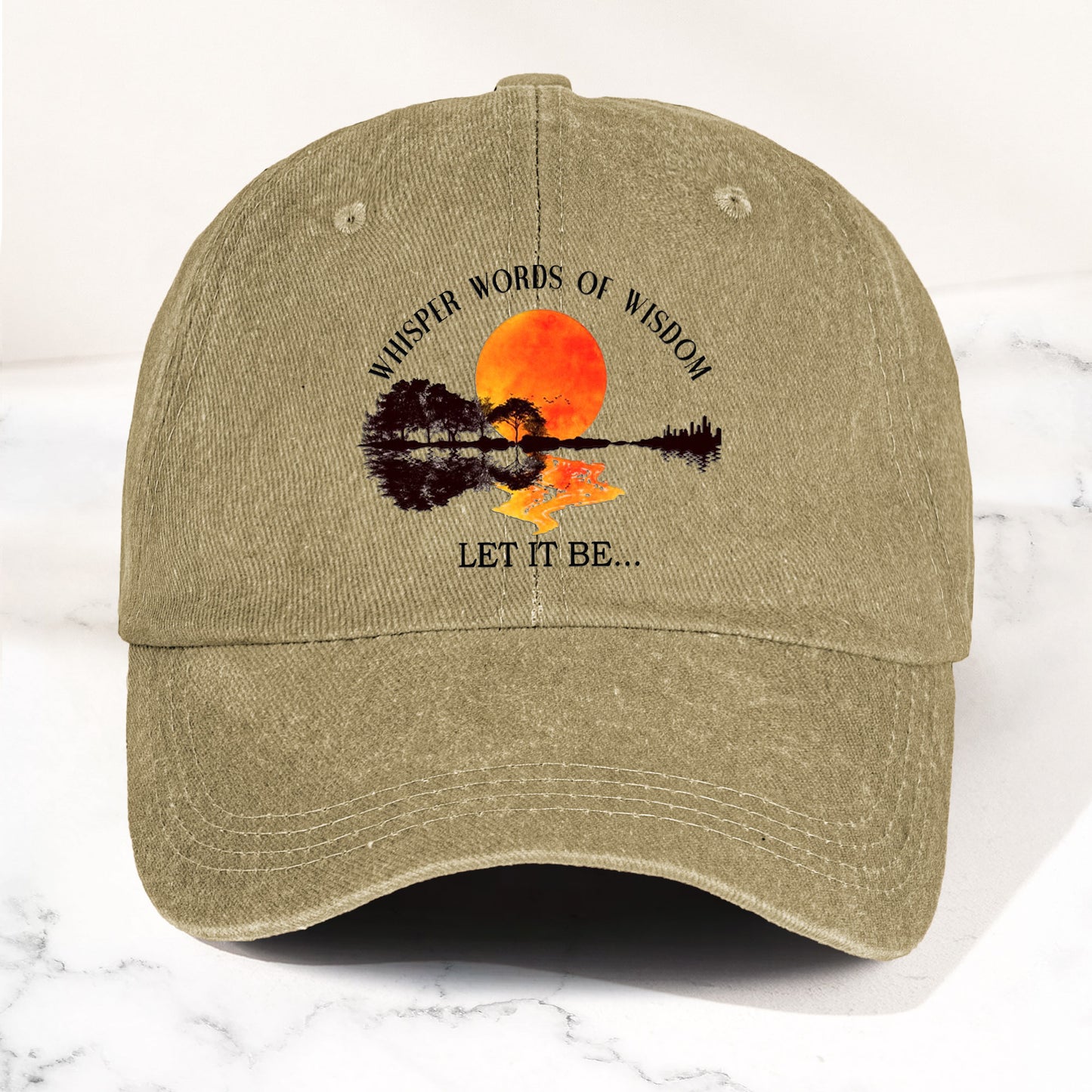 The Beatles Let It Be Whisper Words Of Wisdom Lyrics Graphic Denim Cap – Retro Rock Music Fan Cap (With Box)