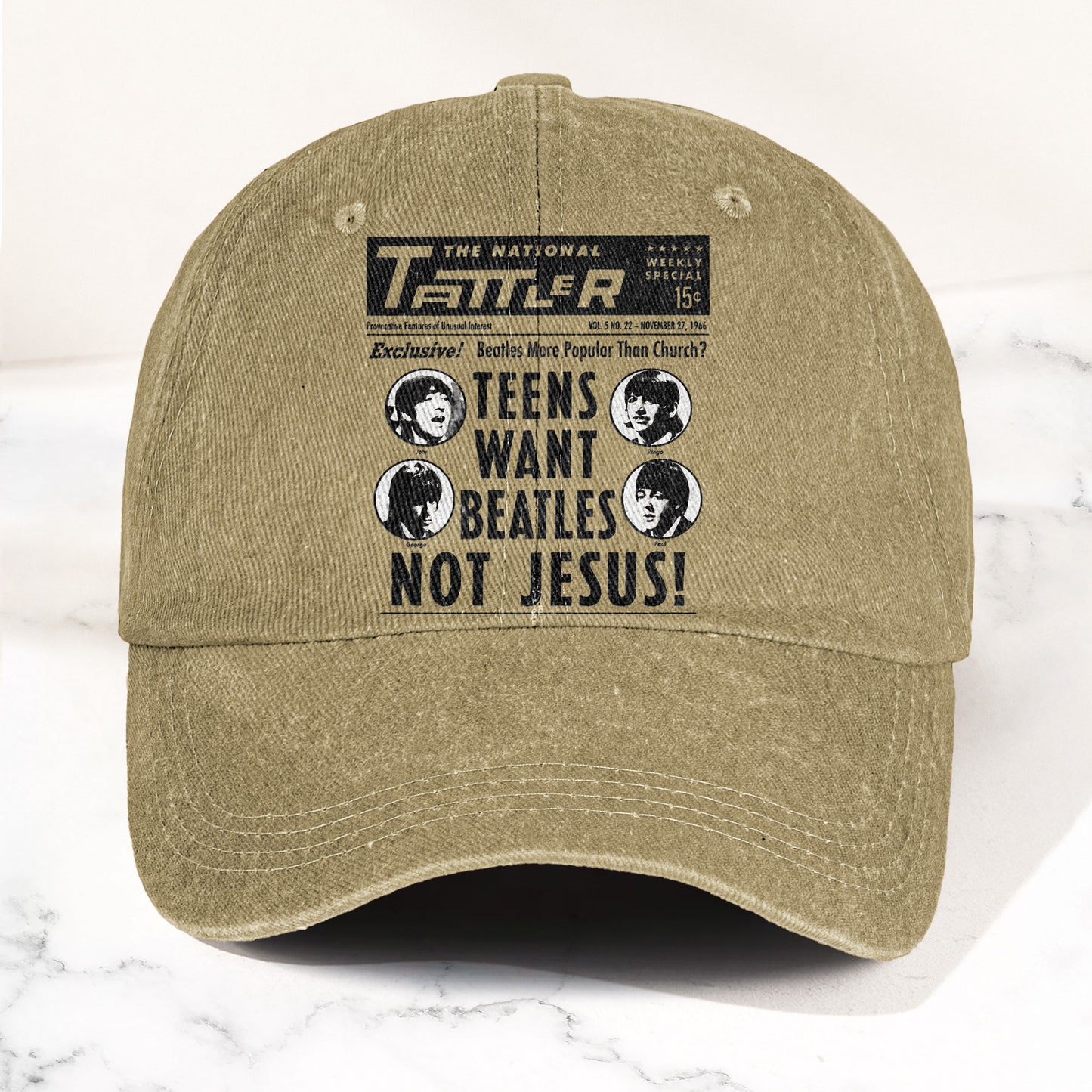 Teens Want Beatles Not Jesus Denim Cap – Retro Rock Music Fan Cap (With Box)
