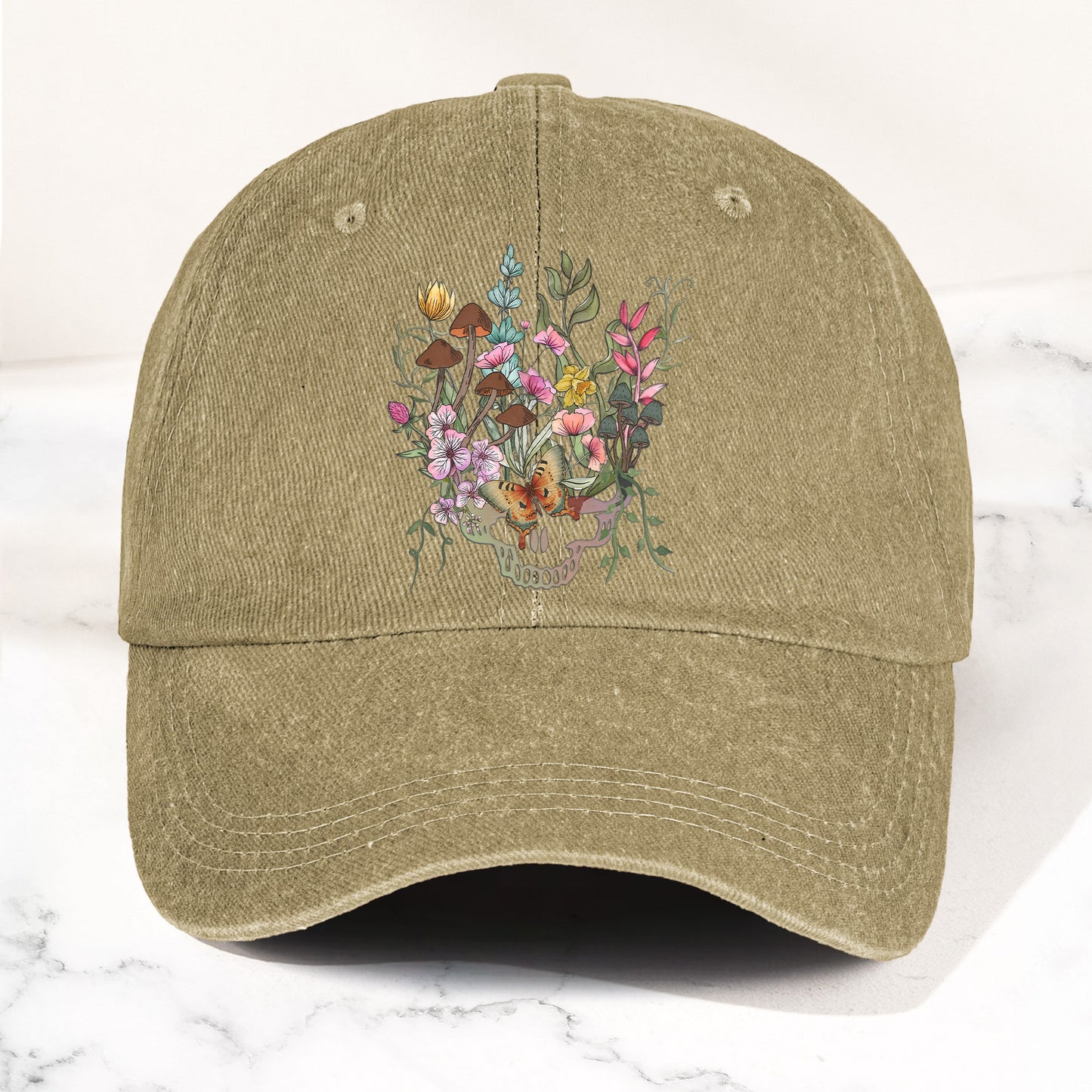 Grateful Dead Denim Dad Cap – Stealie Botanical Butterflies Design ( With BOX)