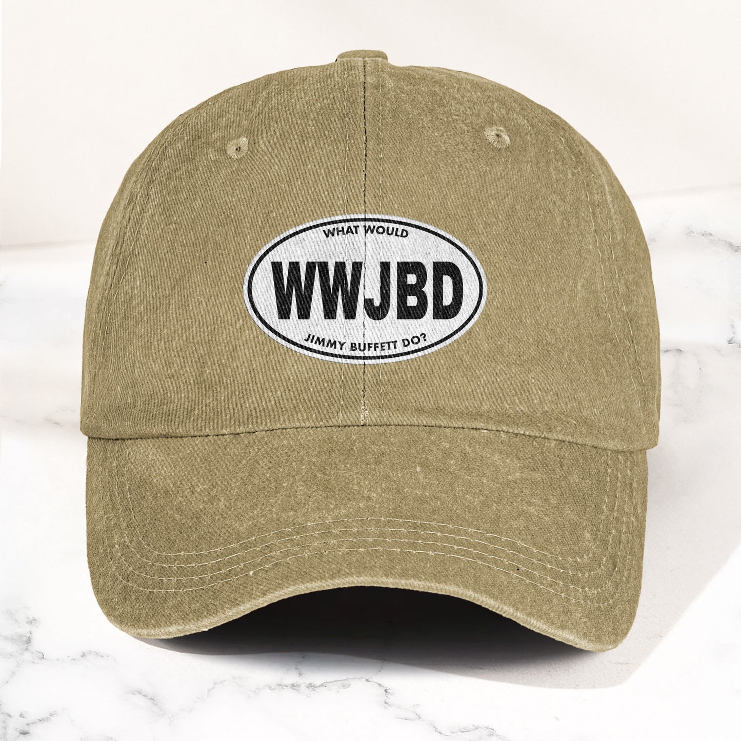 WWJBD Denim Cap – Retro Jimmy Buffett Inspired Dad Hat (With Box)