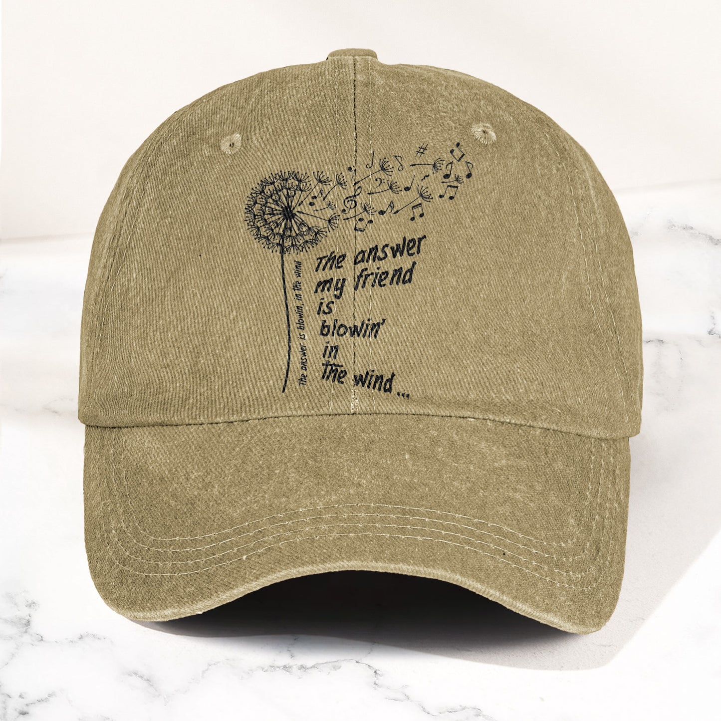 Bob Dylan Blowin In The Wind Dandelion Lyrics Folk Music Merch Denim Cap – Retro Vintage Dad Cap Gift For Dad (With Box)