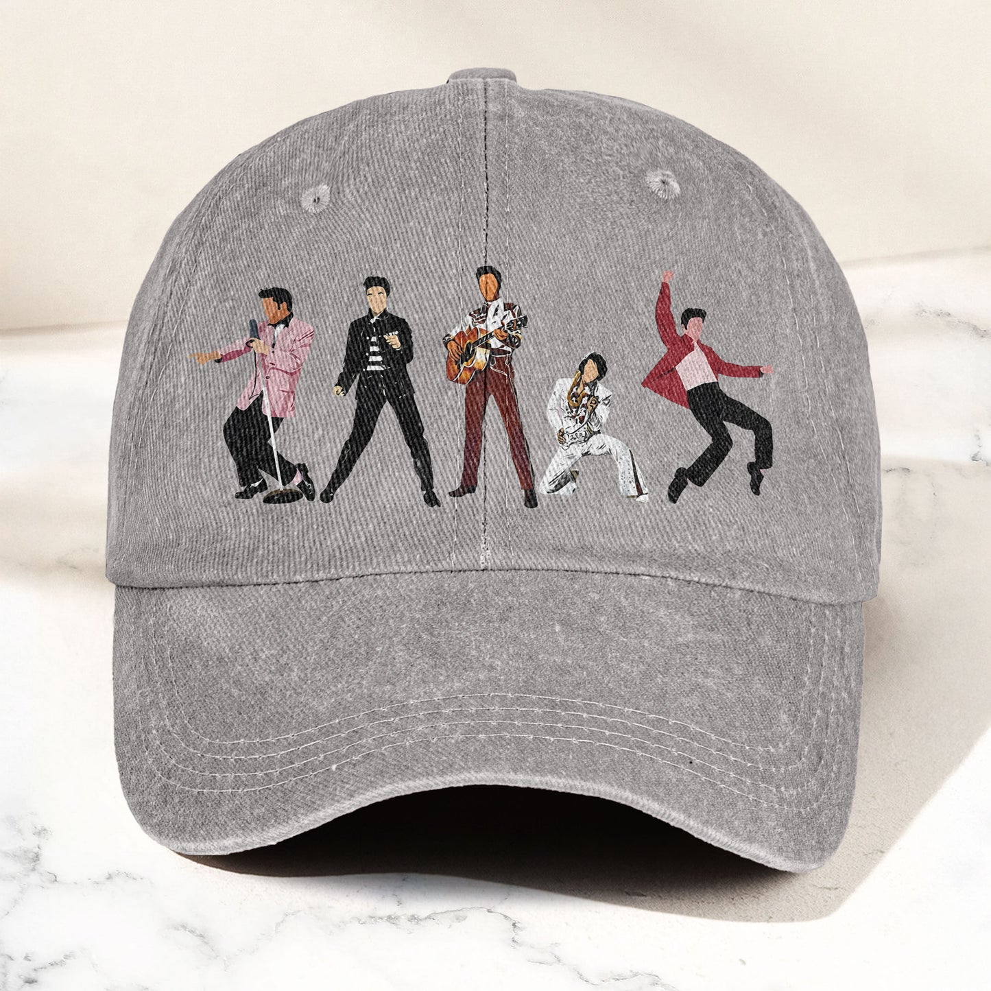 Elvis Presley Denim Cap – Iconic Eras Graphic Dad Hat (With Box)