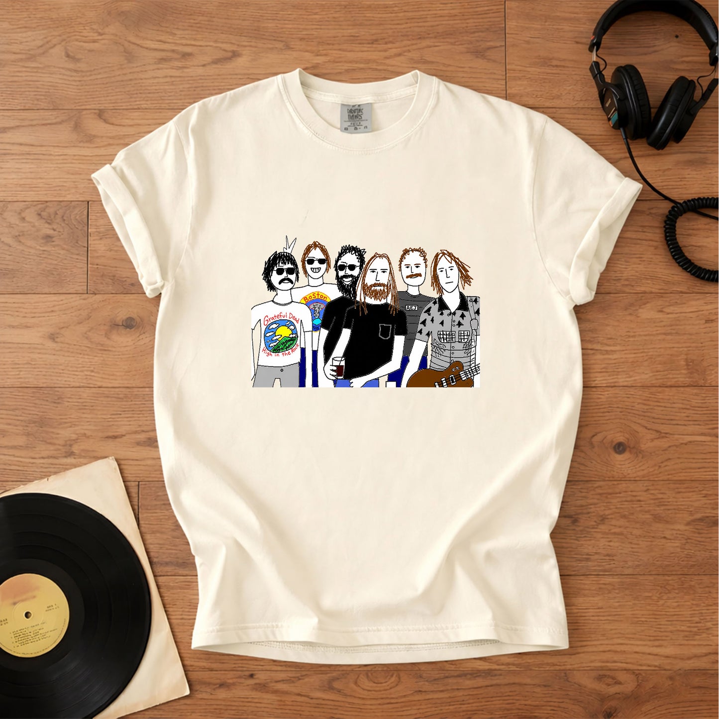 Grateful Dead Inspired Band Cartoon Graphic T-Shirt – Retro Rock Music Band Merch Tee