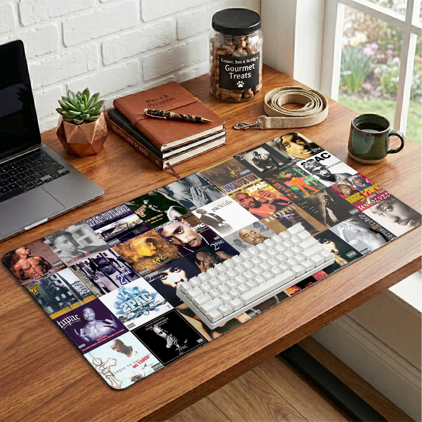 2Pac Vintage Cassette Desk Mat – Non-slip Home Office Gift Keyboard Pad for Rock Music Lovers