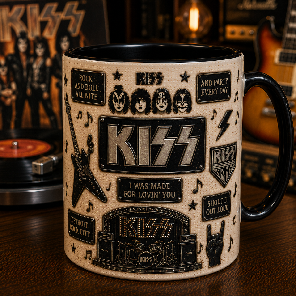 KISS Mug – Rock and Roll All Nite Ceramic Coffee Mug, KISS Army Collectible Gift for Classic Rock Fans