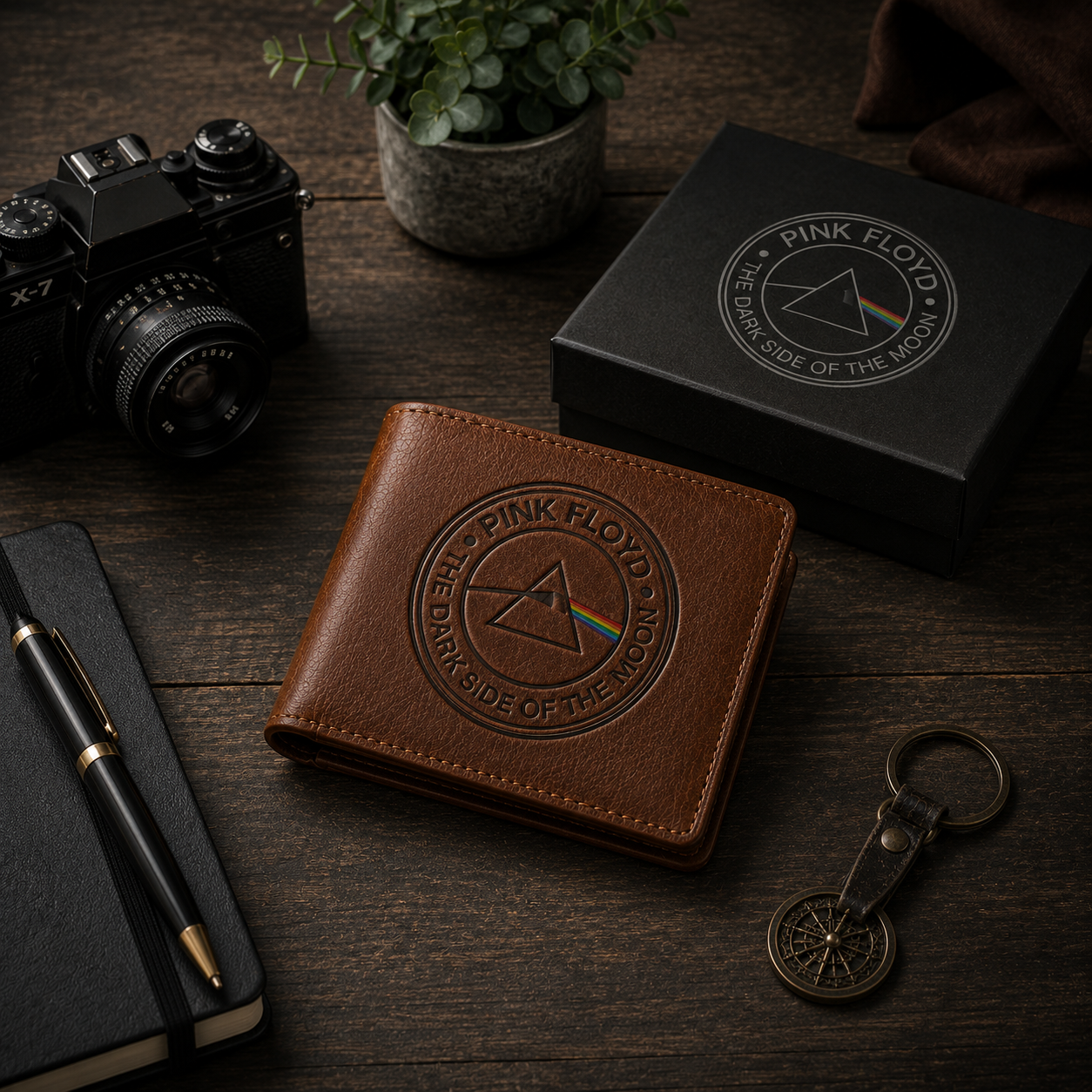Pink Floyd Dark Side Wallet – Classic Rock Inspired Leather Wallet ( With Box )