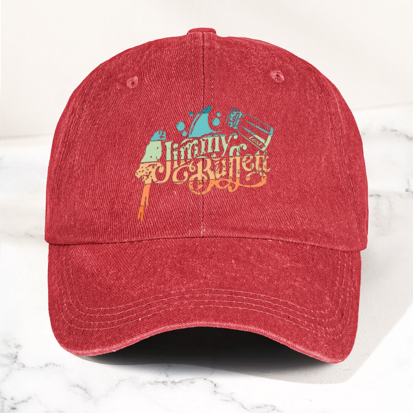 Jimmy Buffett Logo Denim Dad Cap – Vintage Washed Tropical Lifestyle Hat